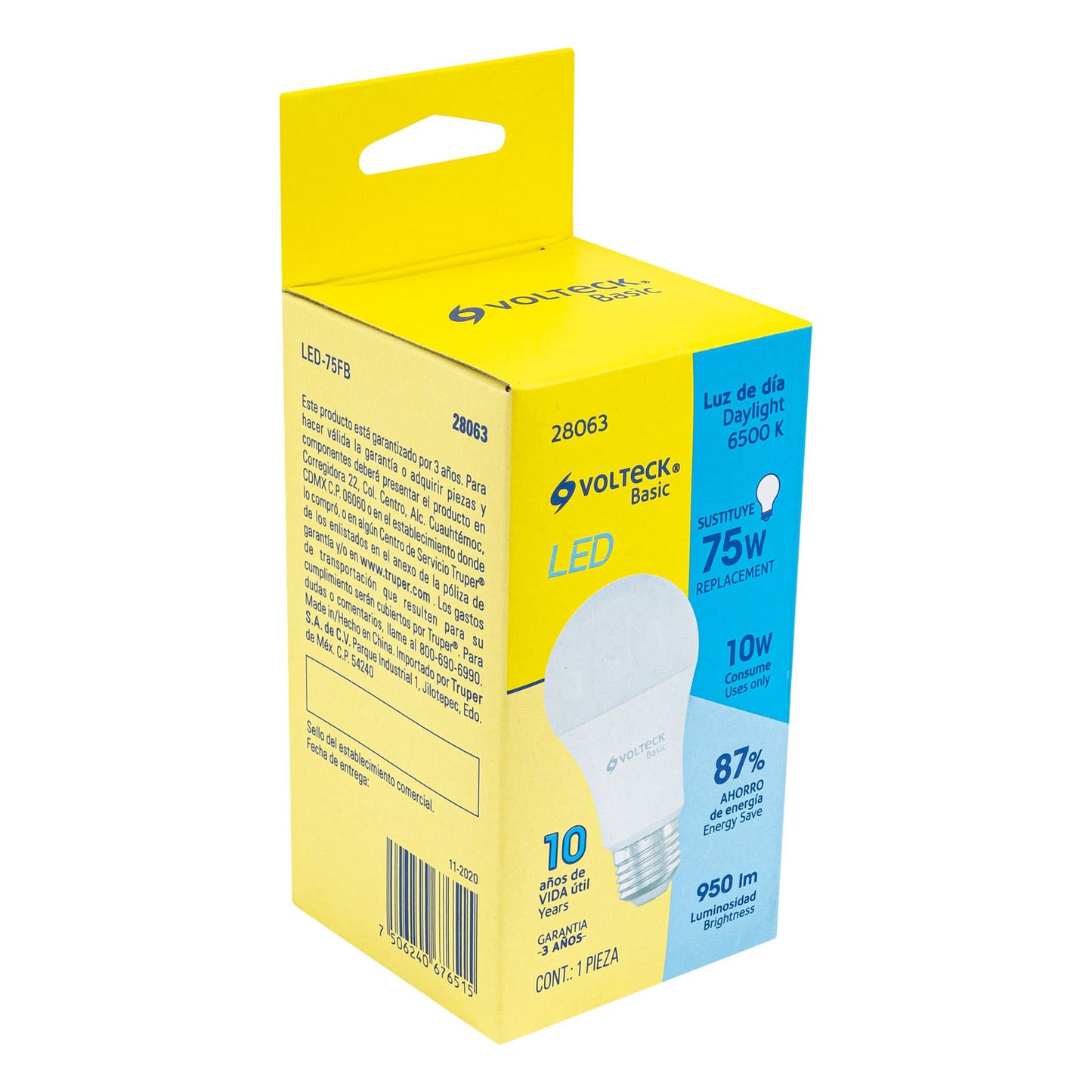 Lámpara LED A19 10 W (equiv. 75 W), luz de día, caja, Basic | LED-75FB | 28063