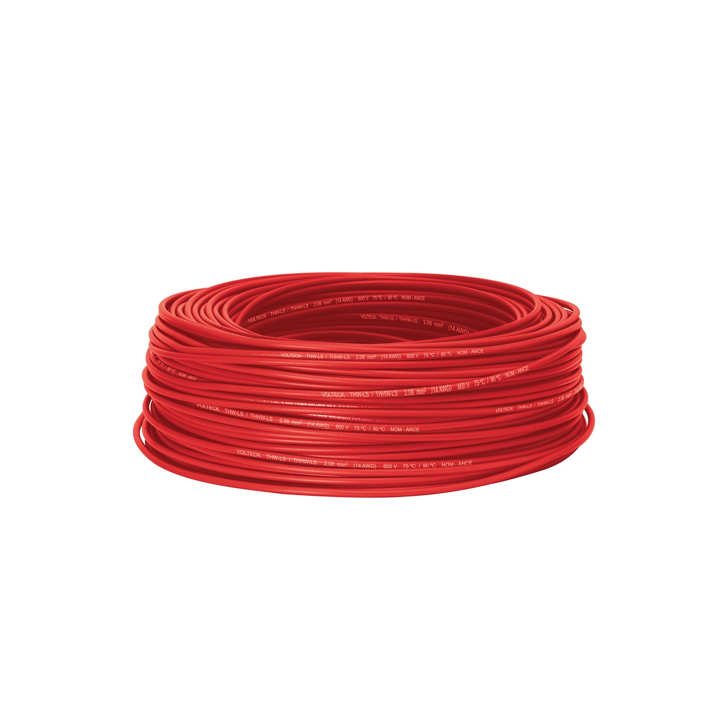 Rollo de 100 m de cable THHW-LS 14 AWG rojo, Volteck | CAB-14R | 46061