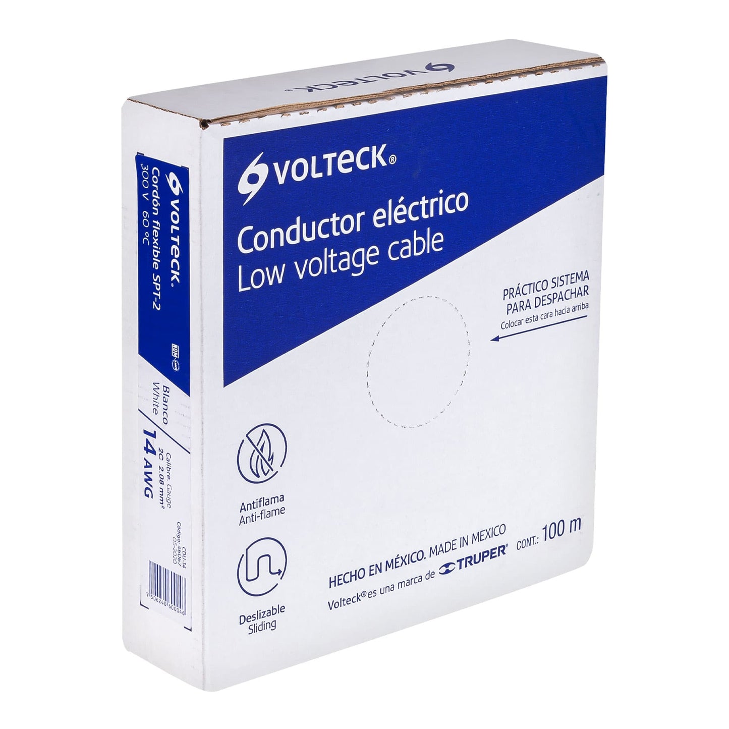 Rollo de 100 m de cordón dúplex flexible SPT 14 AWG, Volteck | CDU-14 | 46067