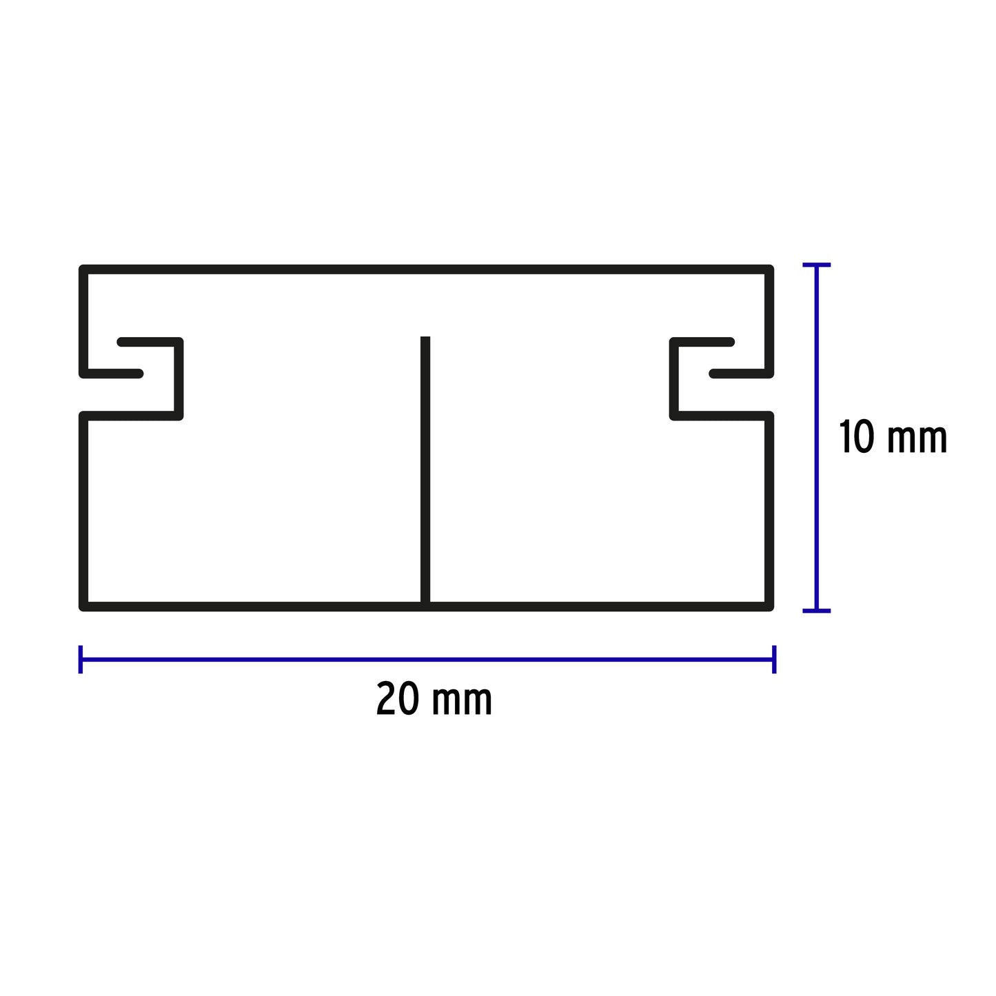 Canaleta de 2 vías 10 x 20 mm, con división, VOLTECK | CAN-1020D | 46283