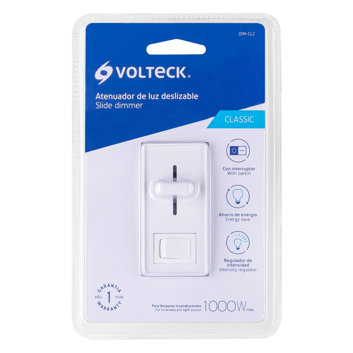 Atenuador de Luz deslizable con interruptor, línea Classic | DIM-CL2 | 46301