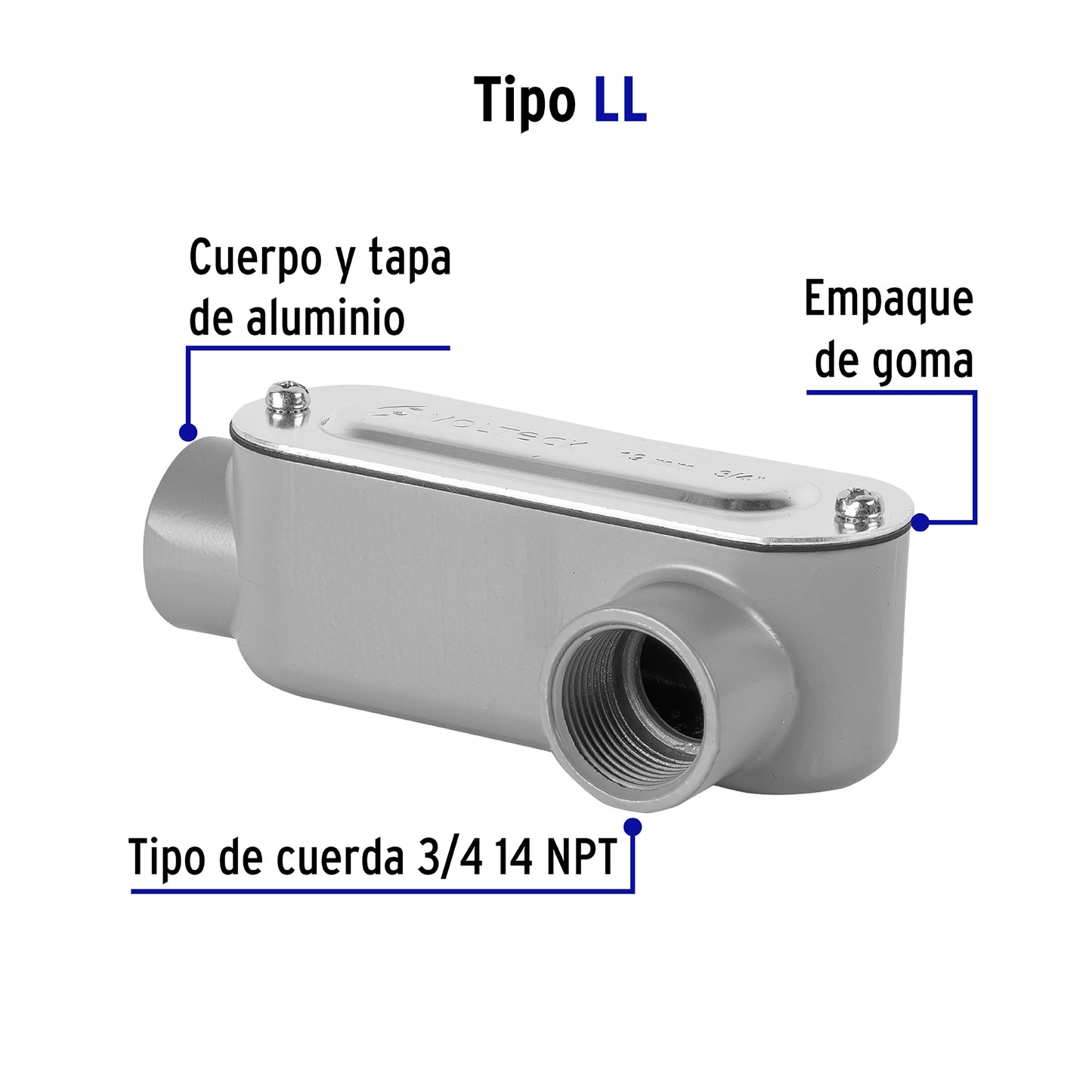 Condulet 3/4' conexión tipo LL, Volteck | COLET-3/4-LL | 46977