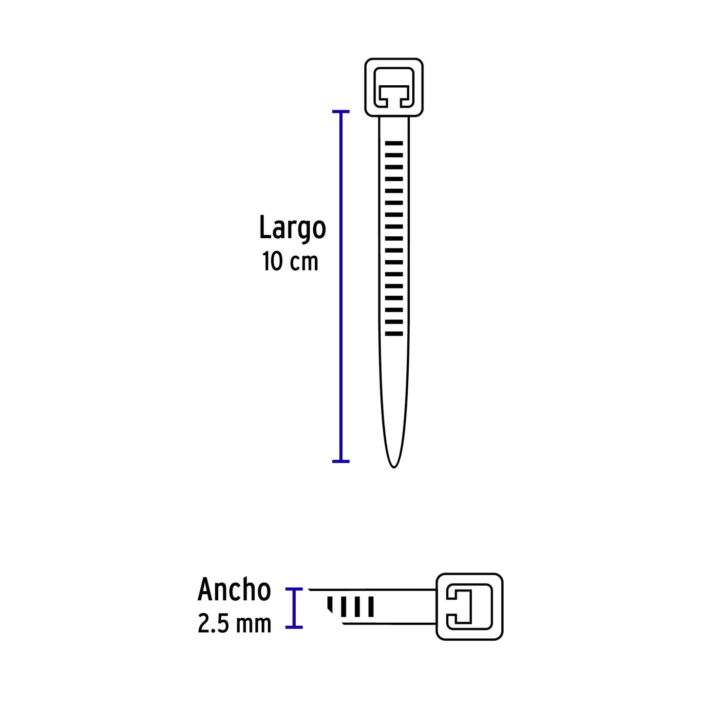 Bolsa con 1000 cinchos plásticos 18lb, 100x2.5 mm, naturales | CIN-1810-M | 47457