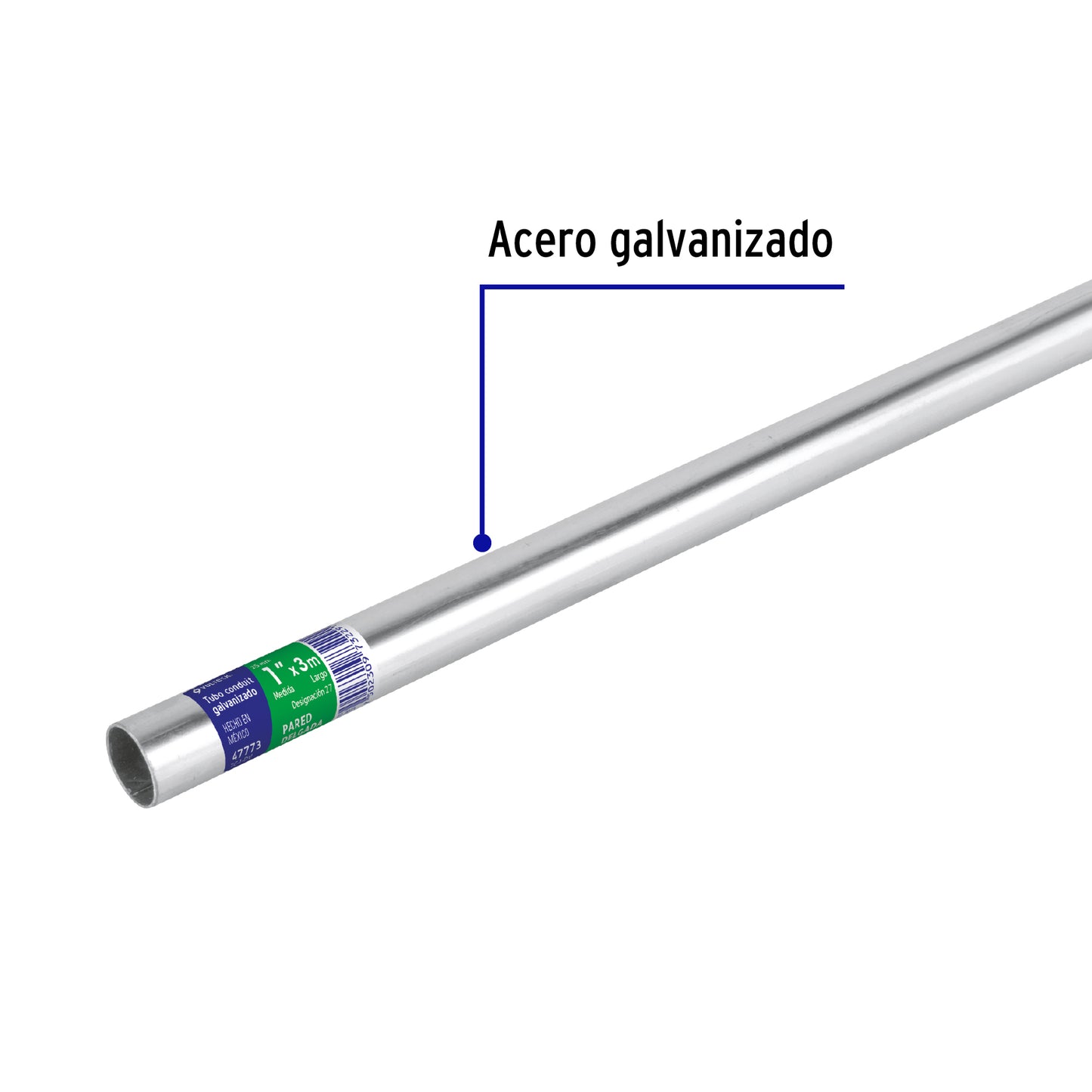 Tubo Conduit 1' pared delgada (1.6 mm), et. verde, 3 m | TC-1-DV | 47773