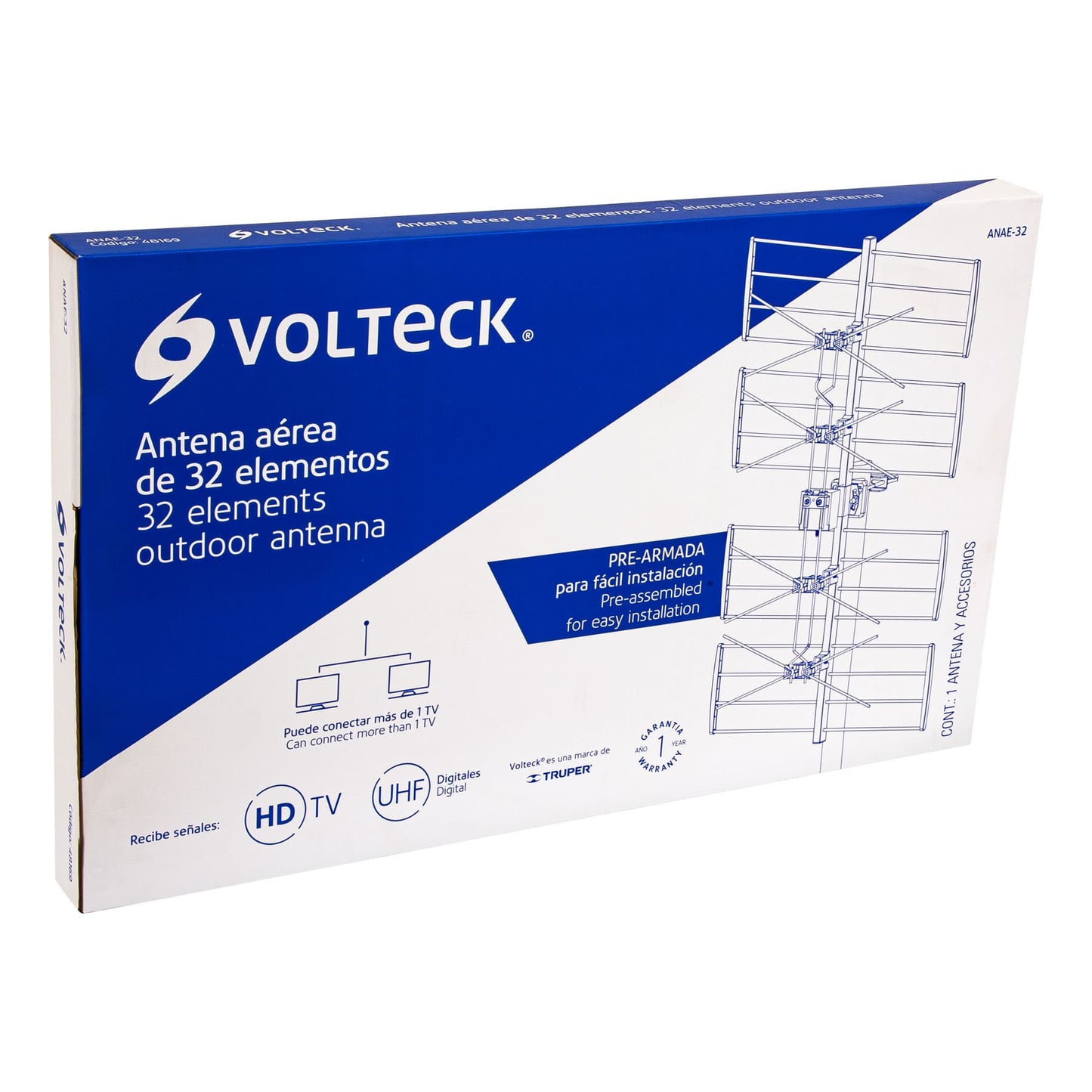 Antena aérea para TV HD, 32 elementos, Volteck | ANAE-32 | 48169