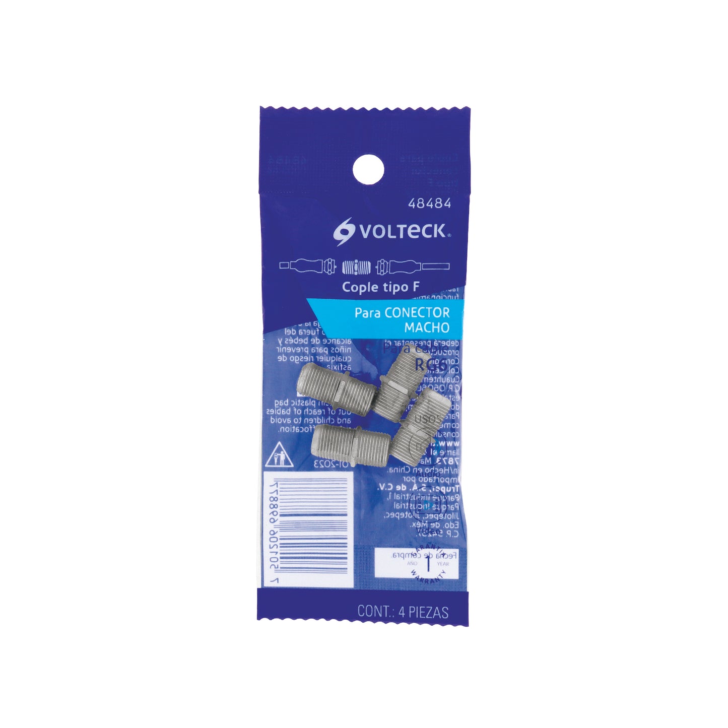 Bolsa con 4 conectores coaxiales RG 6 para conector macho | COCO-6B | 48484