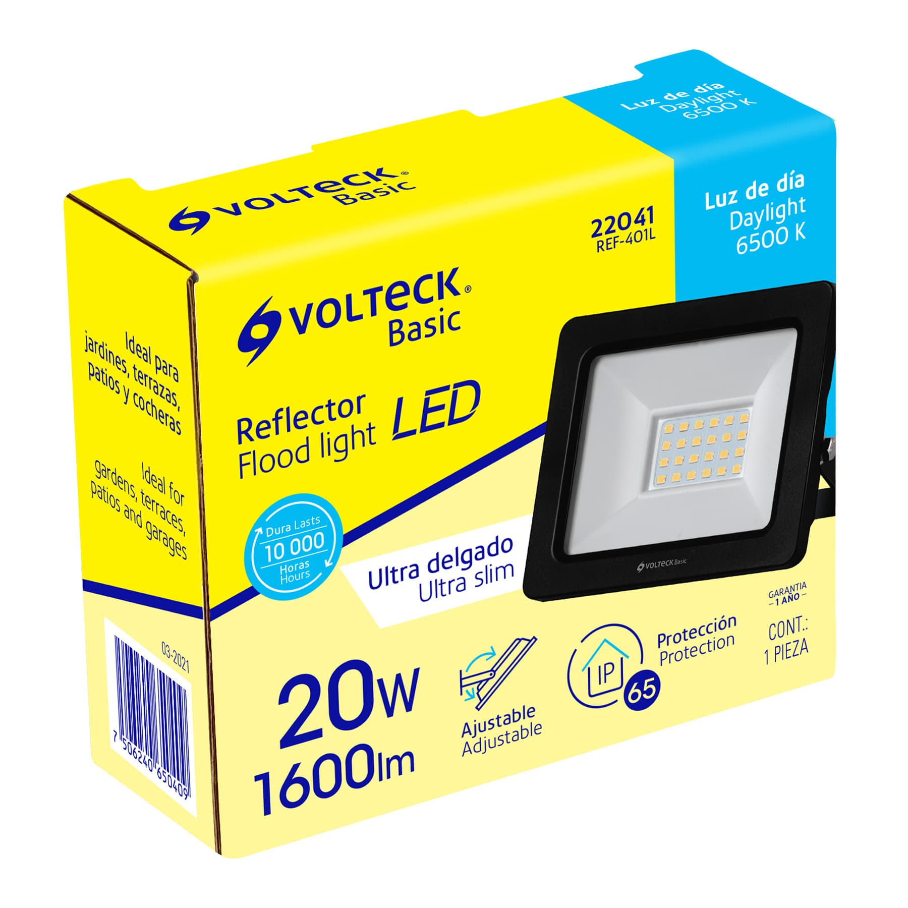 Reflector LED para exteriores 20W 6500K, VOLTECK BASIC | REF-401L | 22041
