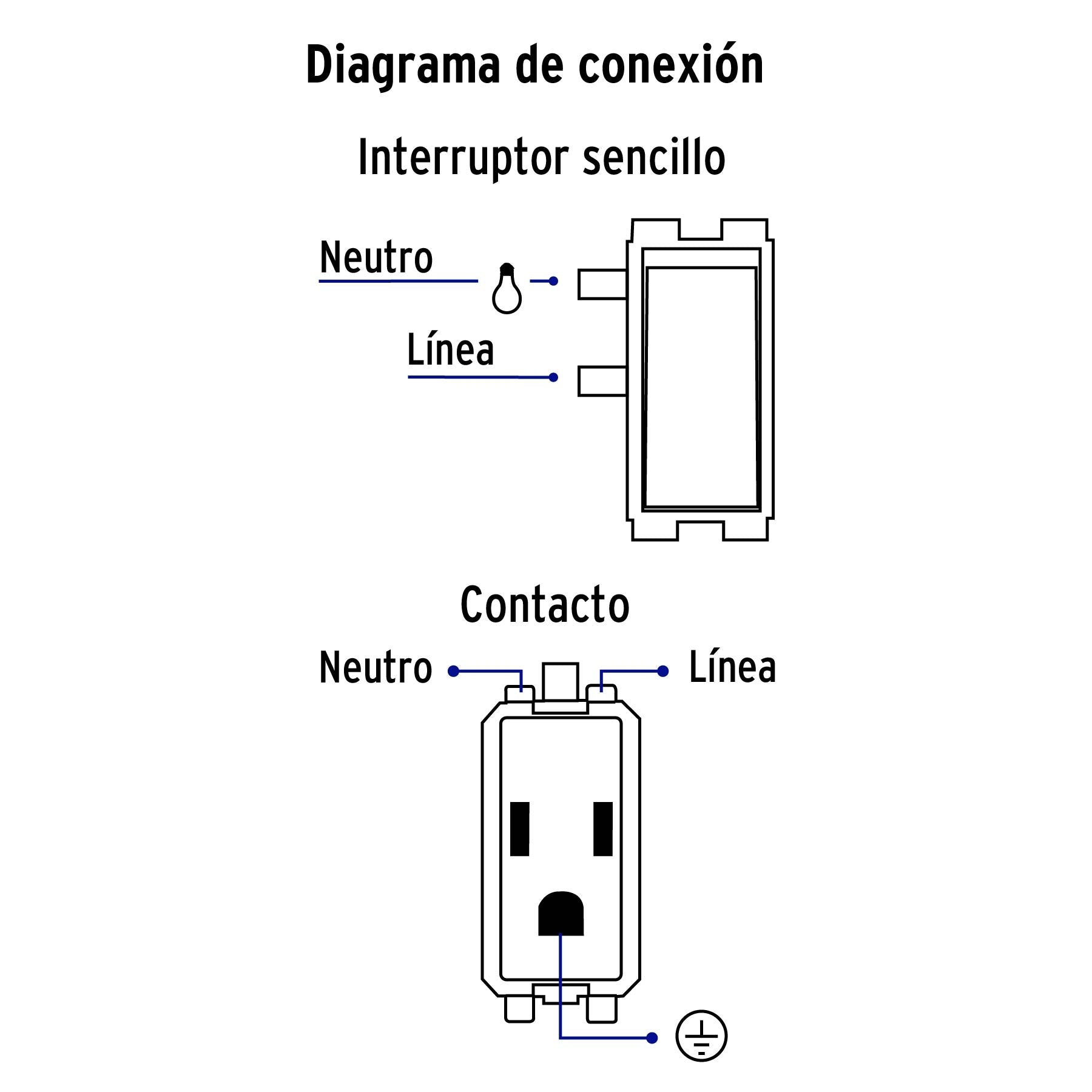 Placa armada contacto e interruptor sencillo, Volteck Basic | PA-APCO-B | 25077