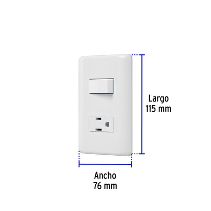 Placa armada contacto e interruptor sencillo, Volteck Basic | PA-APCO-B | 25077