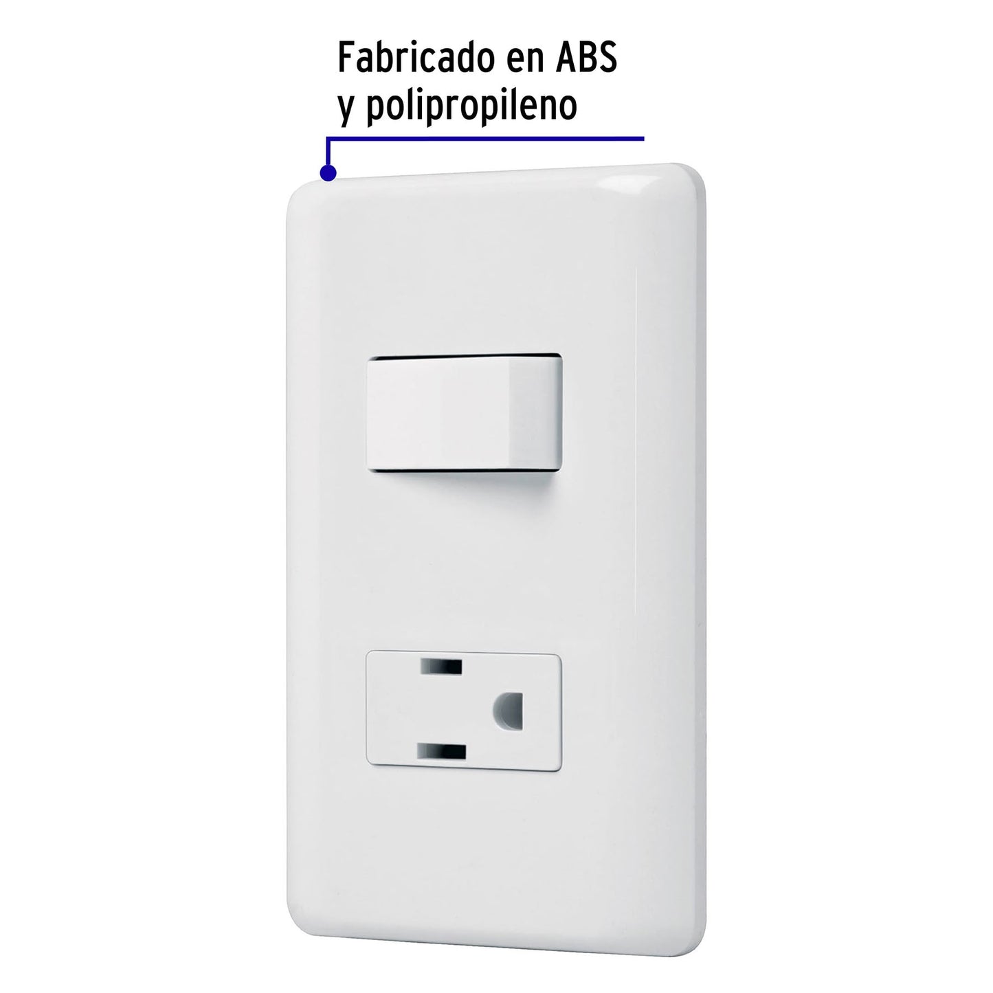 Placa armada contacto e interruptor sencillo, Volteck Basic | PA-APCO-B | 25077
