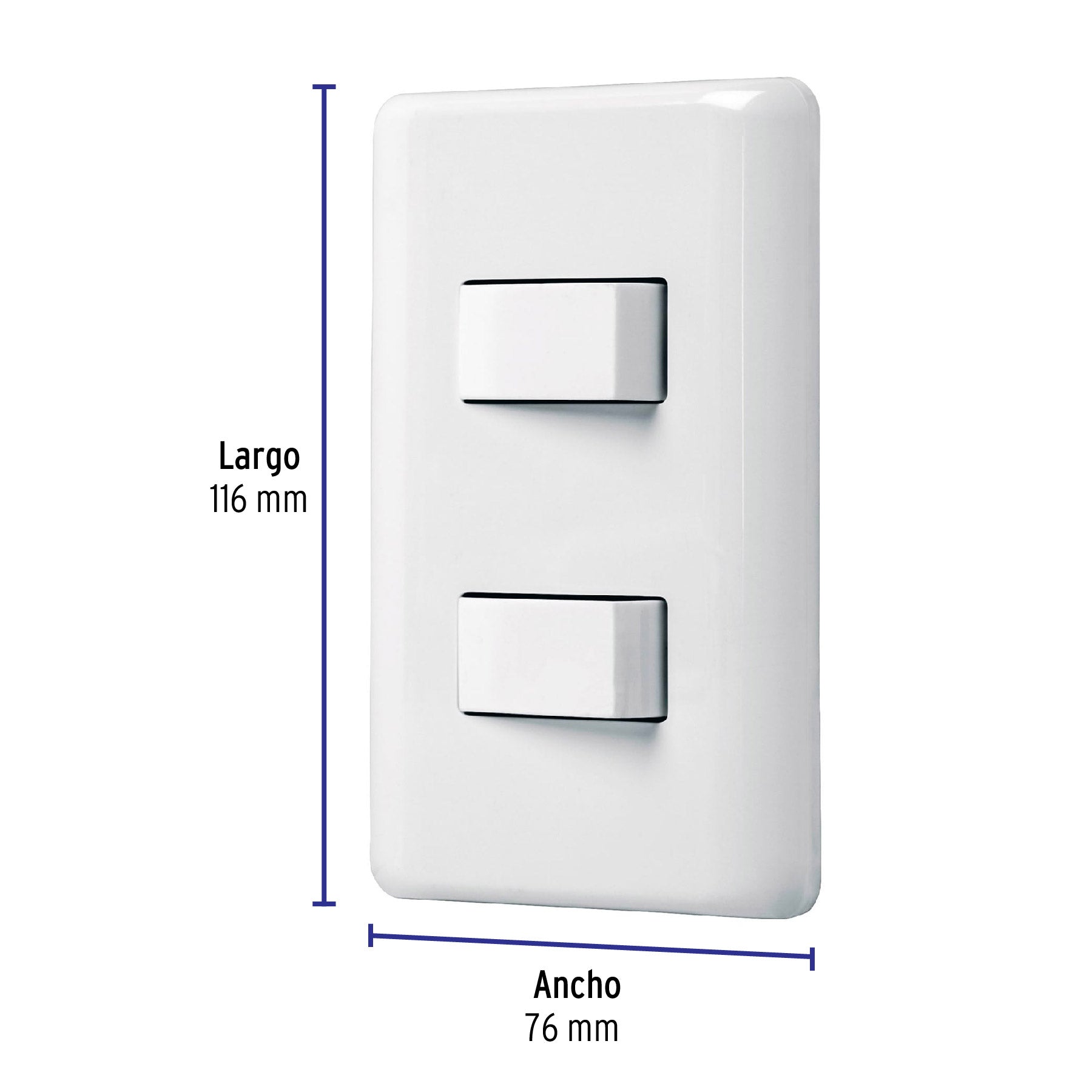 Placa armada con 2 interruptores sencillos, Volteck Basic | PA-APDO-B | 25080