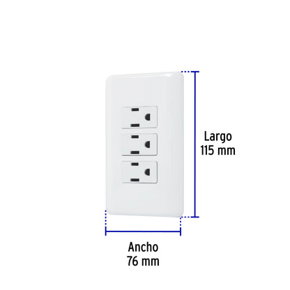 Placa armada con 3 contactos, Volteck Basic | PA-COTR-B | 25082