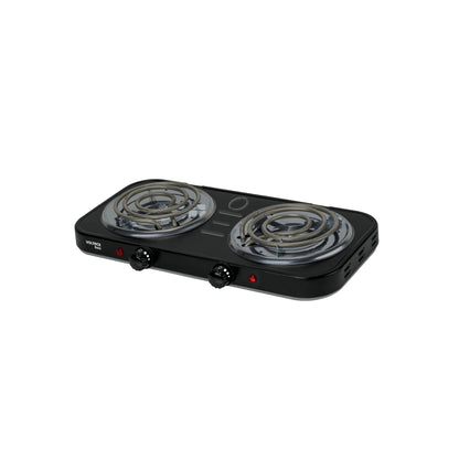 Parrilla eléctrica 2 quemadores en espiral, negra, BASIC | PAEL-2CPN | 26092
