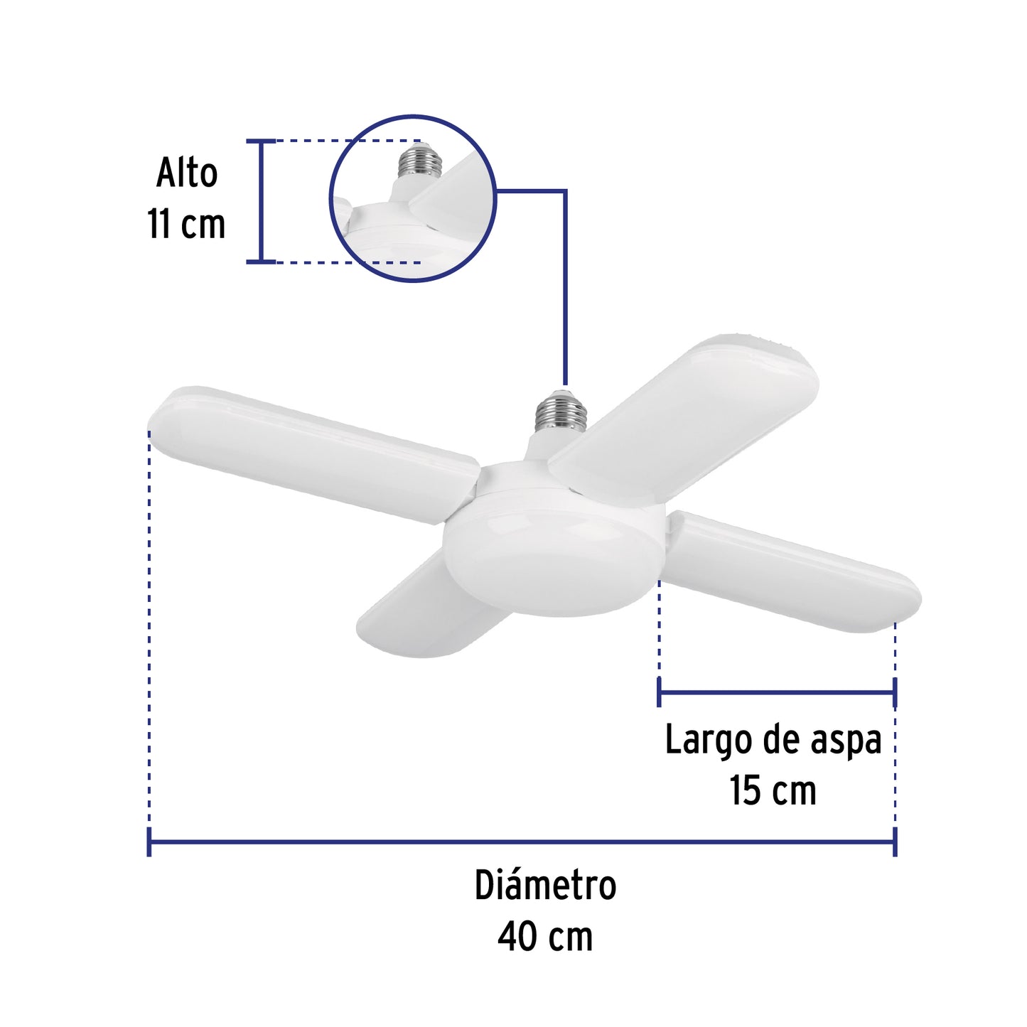 Lámpara LED 40W tipo ventilador, 4 aspas ajustables, VOLTECK | LED-450V | 26125