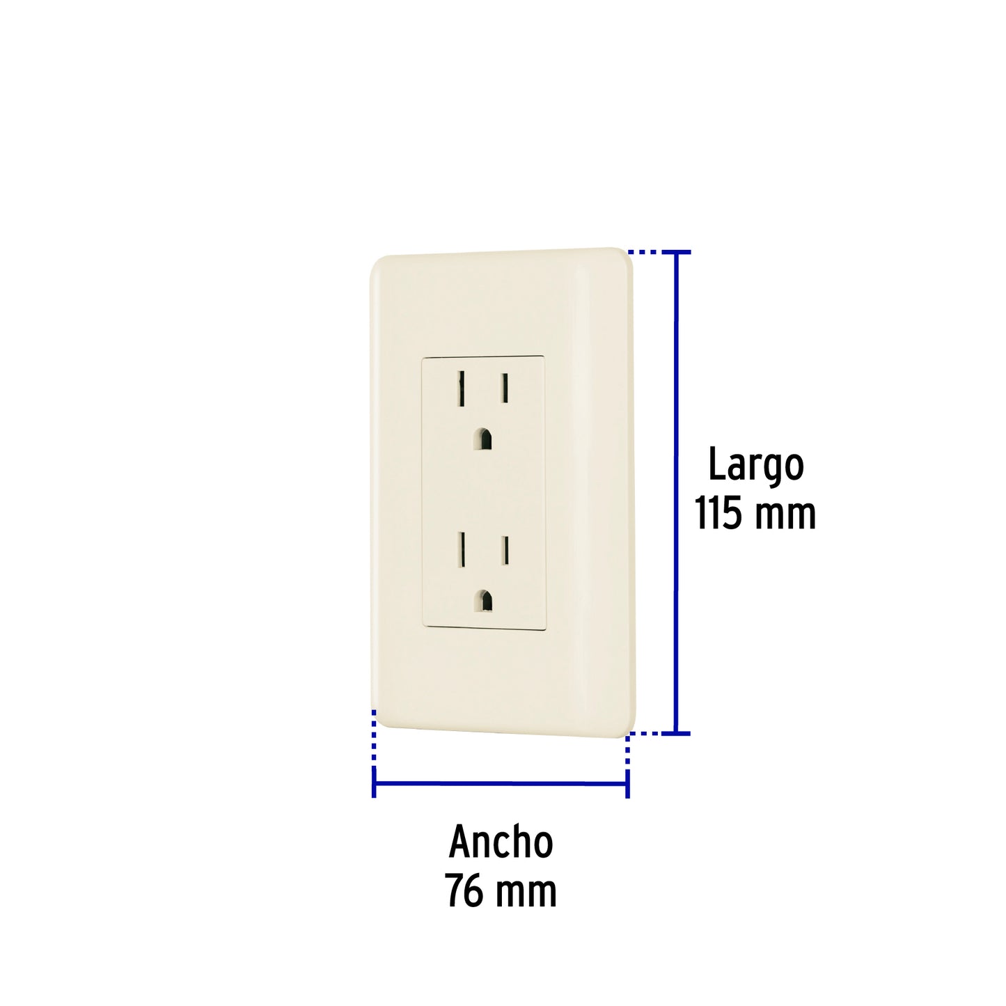 Contacto dúplex aterrizado, marfil, Volteck Basic | CODO-BI | 26637