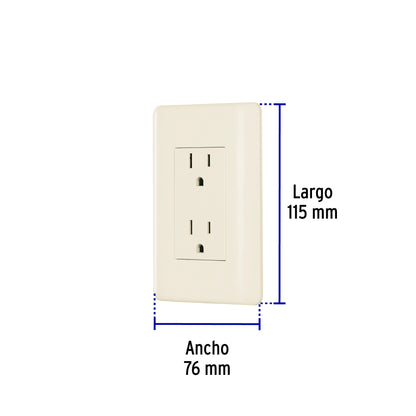 Contacto dúplex aterrizado, marfil, Volteck Basic | CODO-BI | 26637
