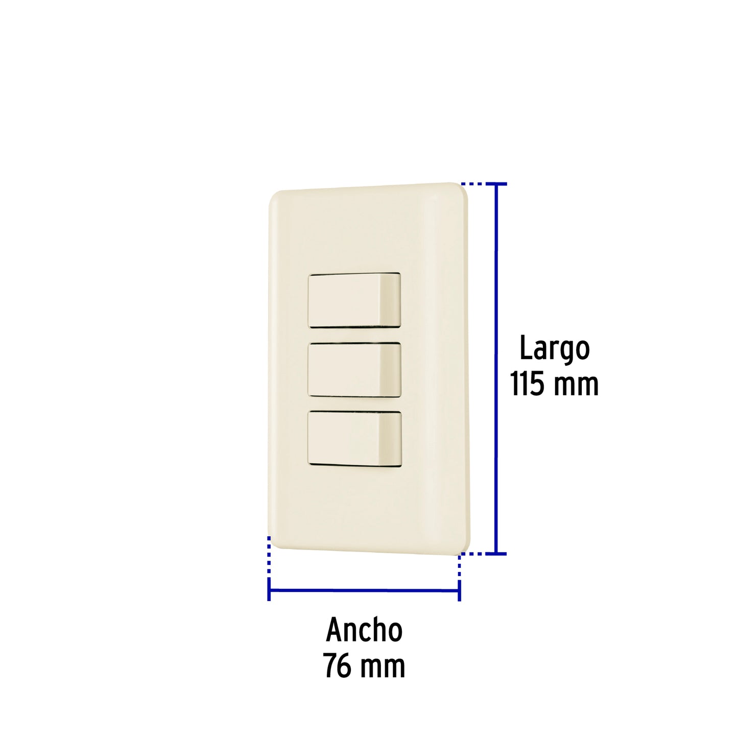Placa armada 3 interruptores, marfil, Volteck | PA-APTR-BI | 26638