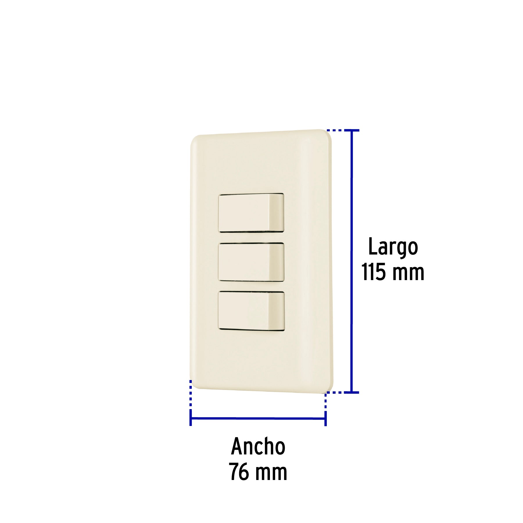 Placa armada 3 interruptores, marfil, Volteck | PA-APTR-BI | 26638