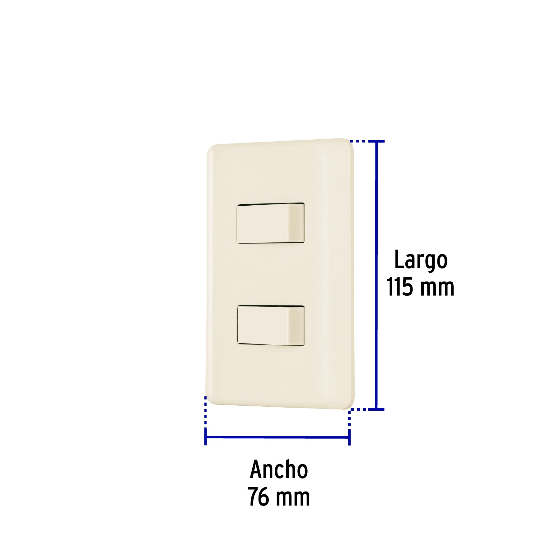 Placa armada, 2 interruptores, marfil, Volteck | PA-APDO-BI | 26640