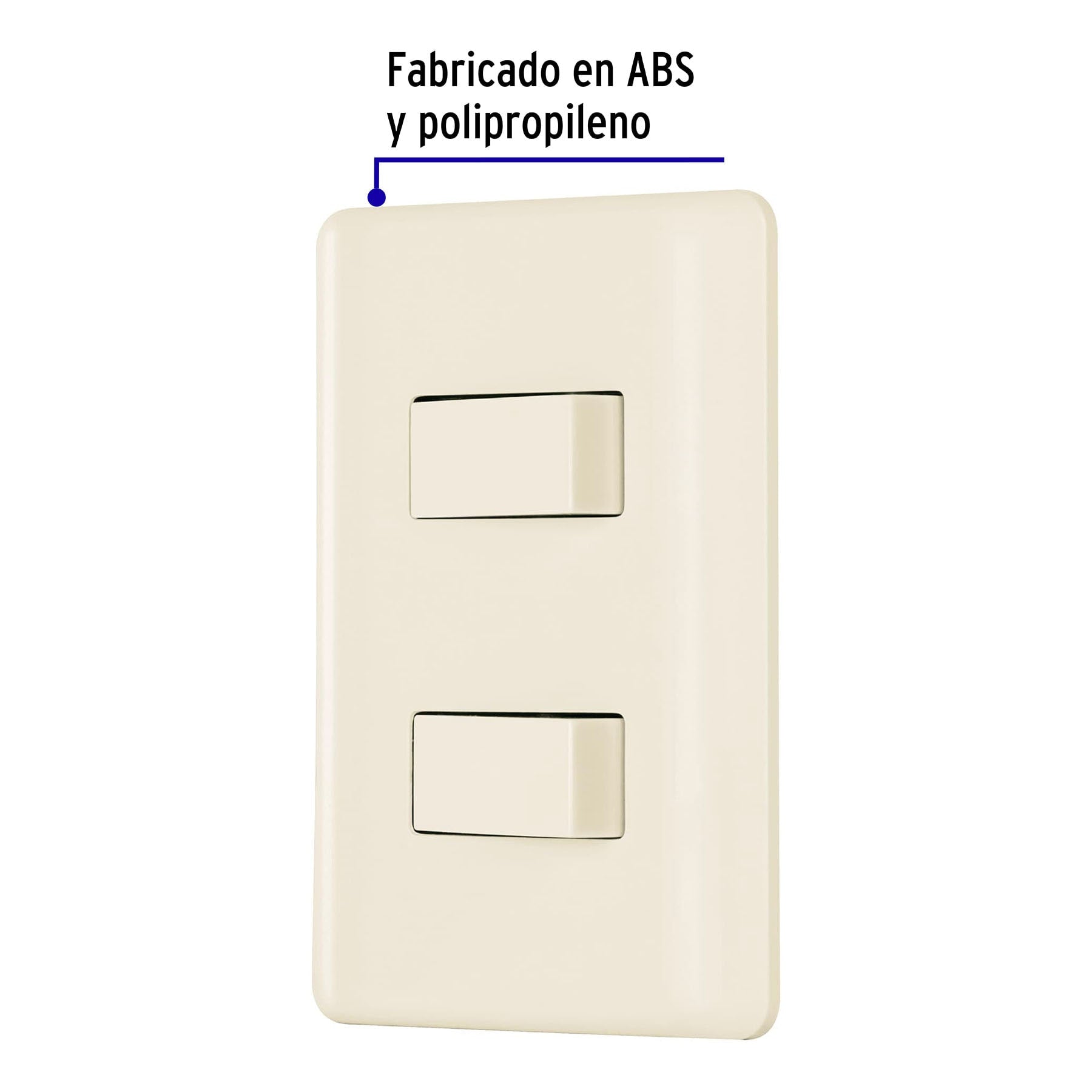 Placa armada, 2 interruptores, marfil, Volteck | PA-APDO-BI | 26640
