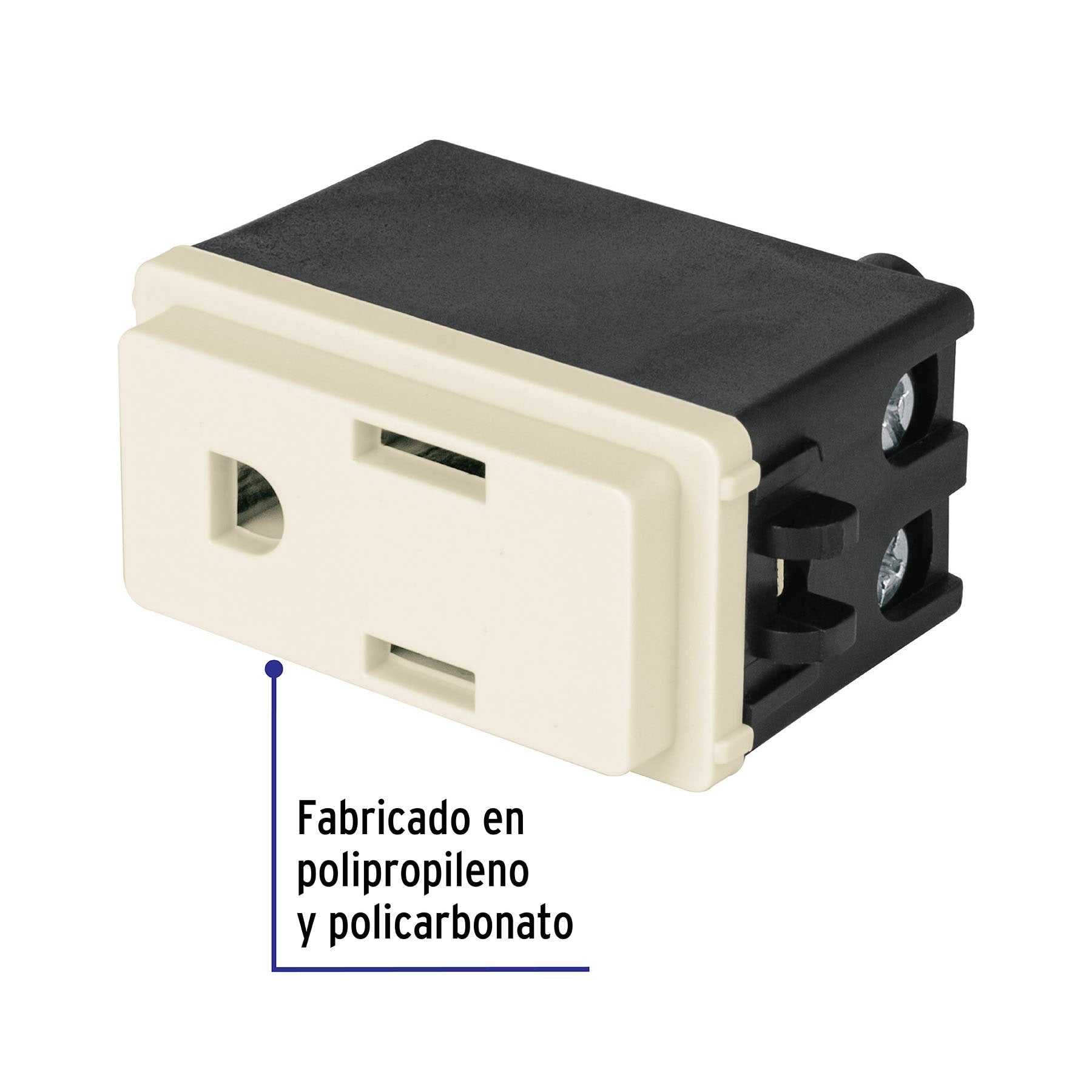 Contacto 2 polos + tierra, marfil, línea Volteck Basic | COA-BI | 27230