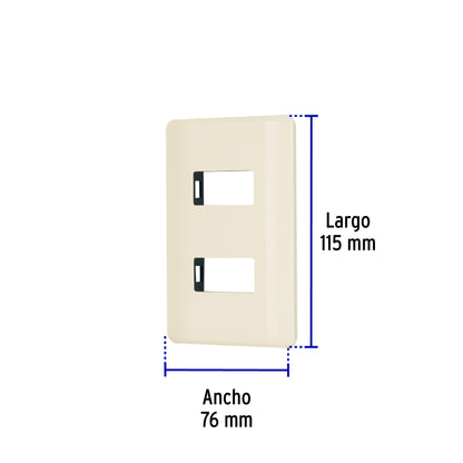Placa 2 módulos, marfil, línea Volteck Basic | PPDO-BI | 27232
