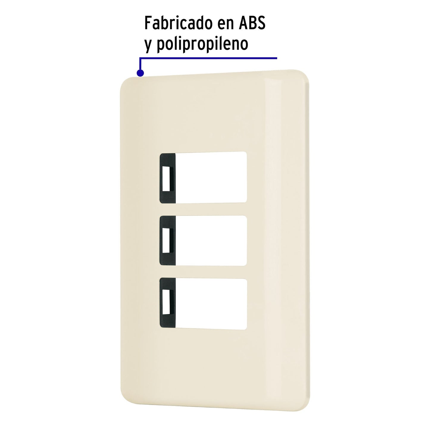 Placa 3 módulos, marfil, línea Volteck Basic | PPTR-BI | 27233