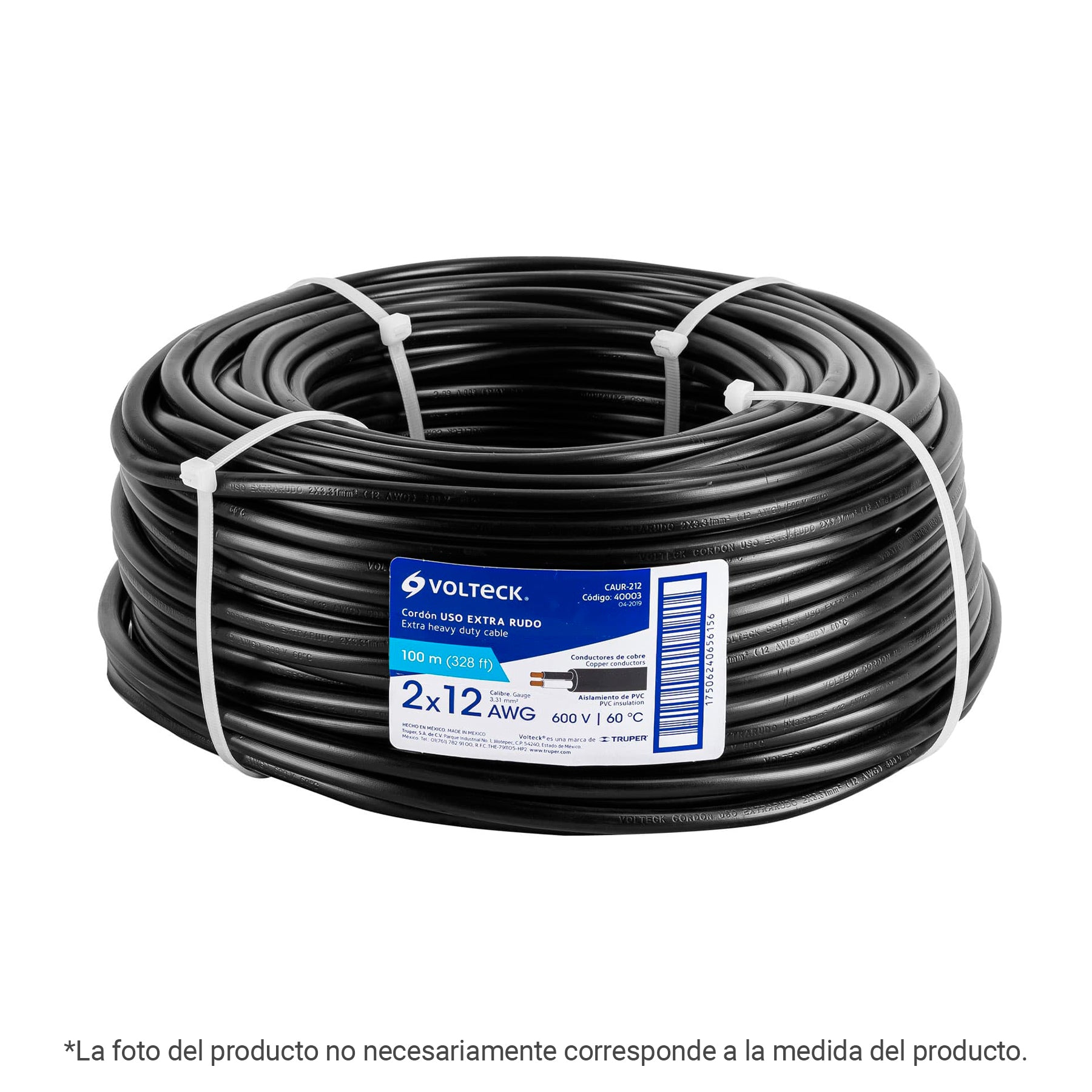 Metro de cable uso extra rudo 2 x 14 AWG en rollo de 100 m | CAUR-214 | 40004
