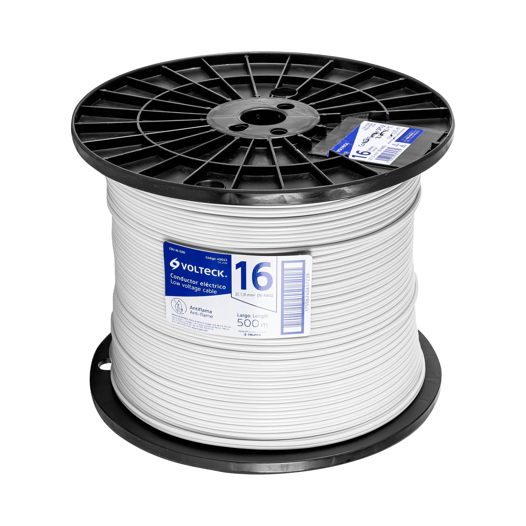 Metro de cordón dúplex flexible SPT 16 AWG en carrete 500 m | CDU-16-500 | 40043
