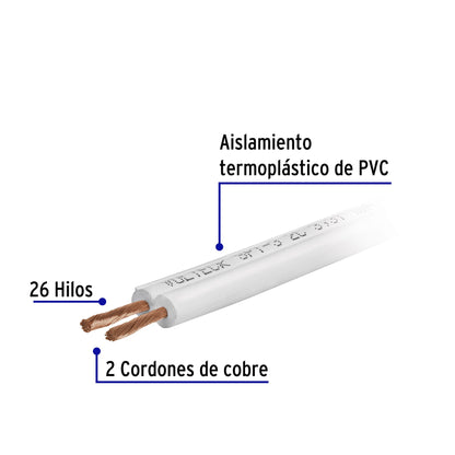 Metro de cordón dúplex flexible SPT 16 AWG en carrete 500 m | CDU-16-500 | 40043