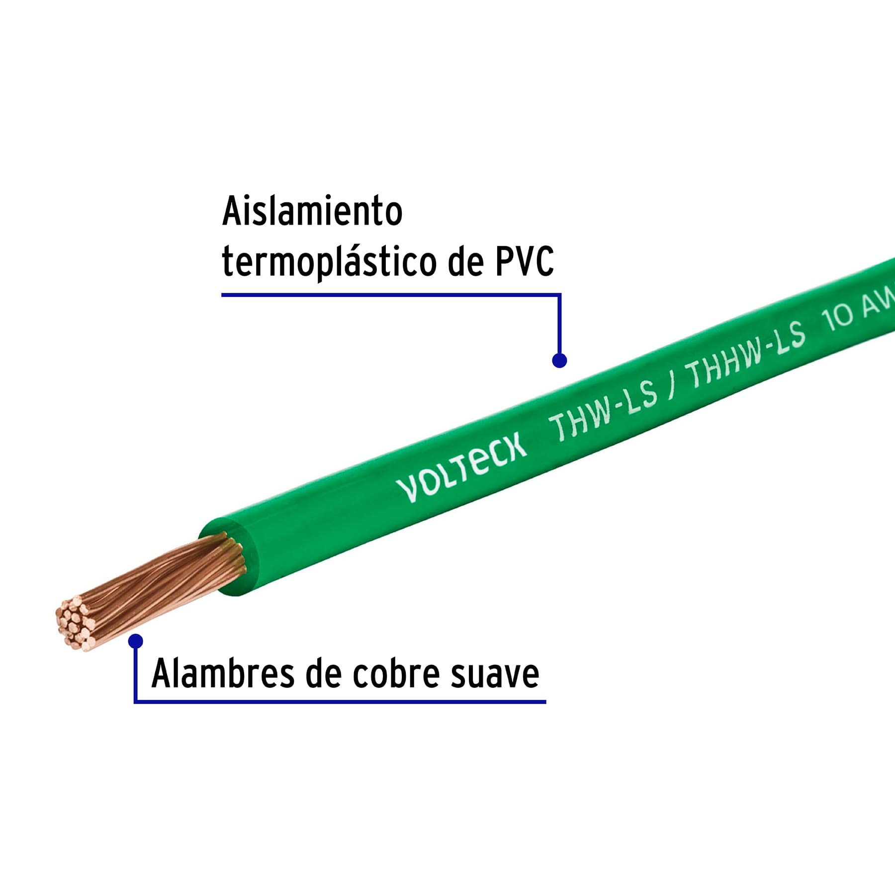 Metro de cable THHW-LS 10 AWG verde en carrete de 500 m | CAB-10V-500 | 40122