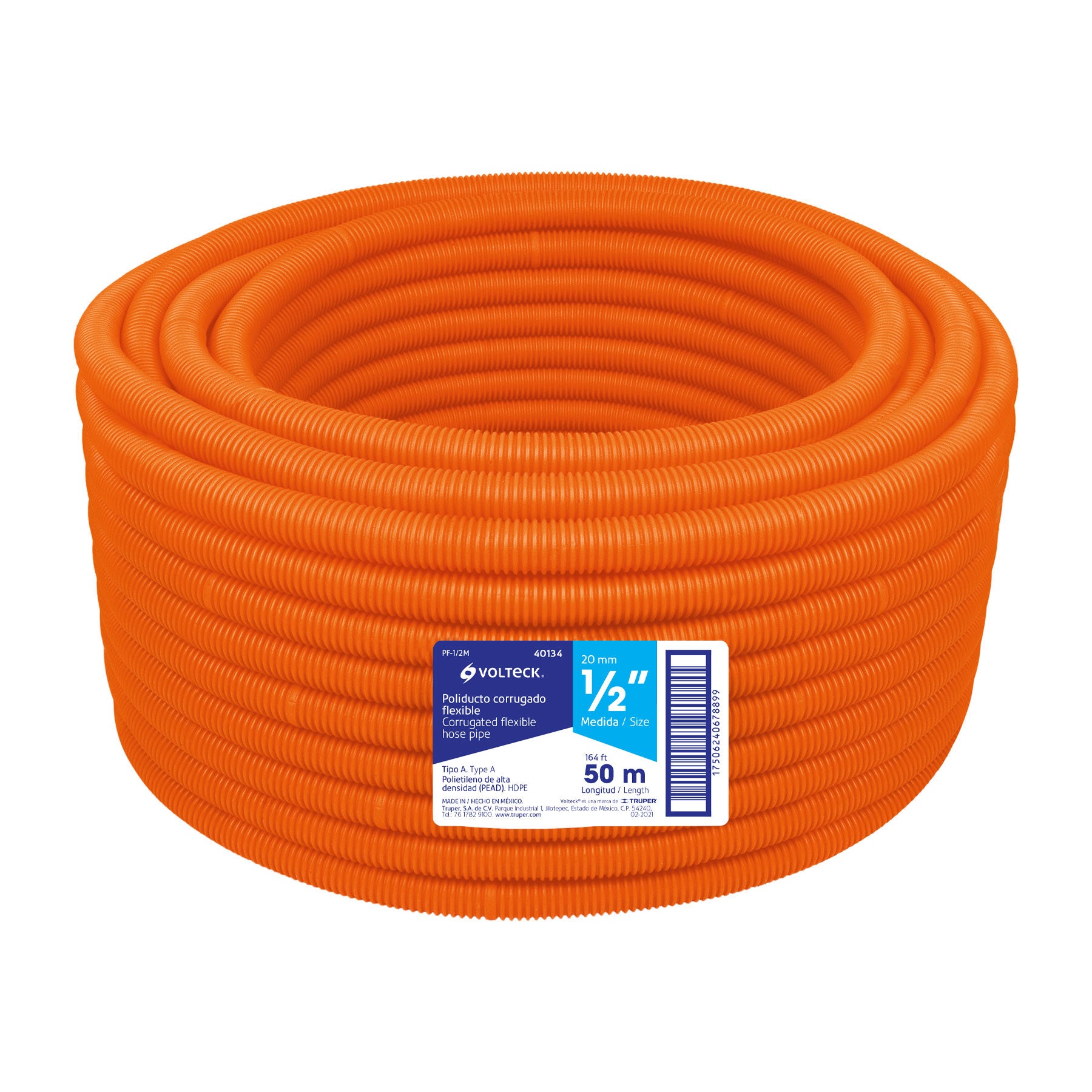 Metro de poliducto 1/2' corrugado flex. s/guía, rollo 50 m | PF-1/2M | 40134