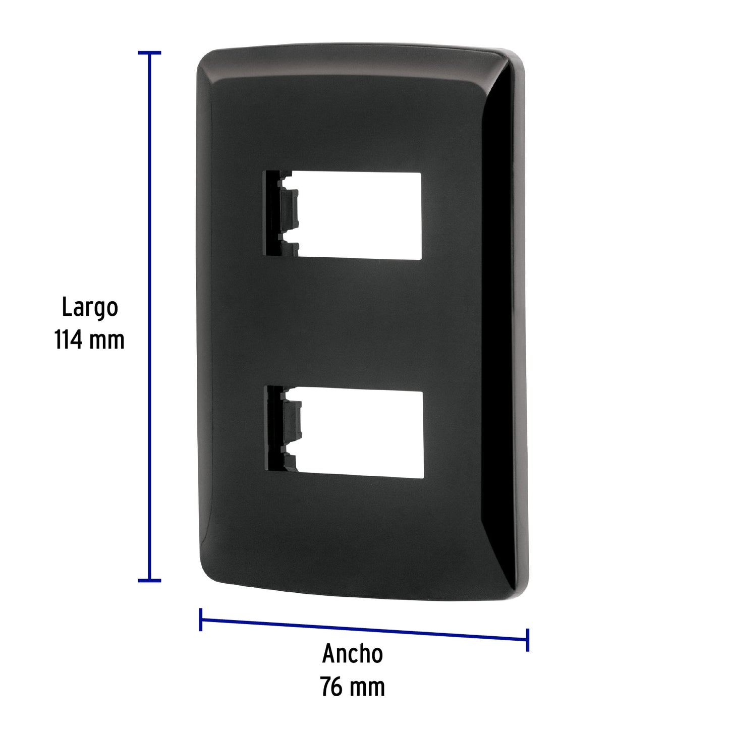 Placa 2 modulos, Italiana, color negro, Volteck | PPDO-IN | 40137