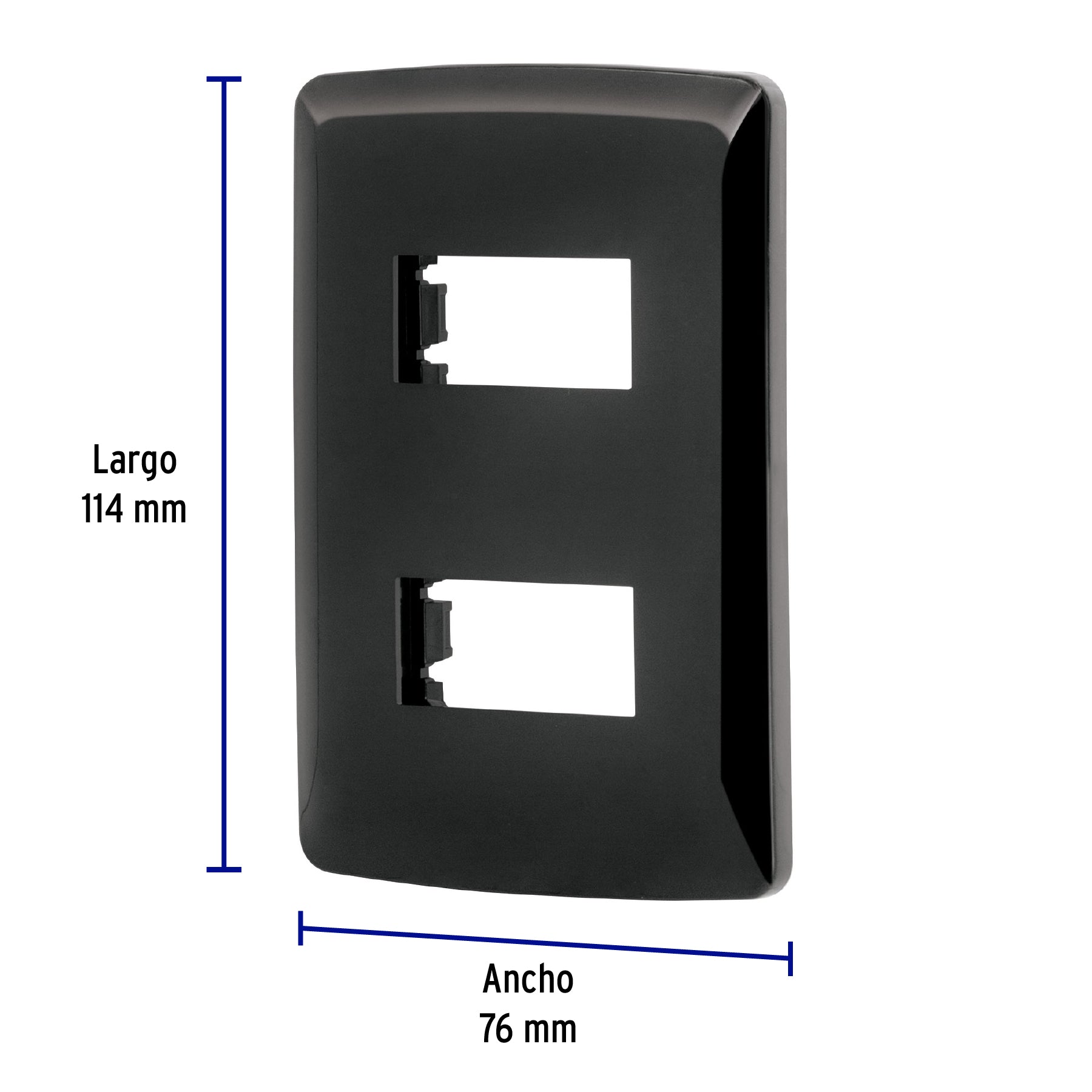 Placa 2 modulos, Italiana, color negro, Volteck | PPDO-IN | 40137