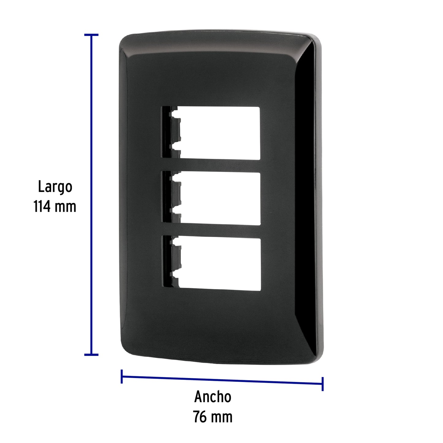 Placa 3 modulos, Italiana, color negro, Volteck | PPTR-IN | 40138