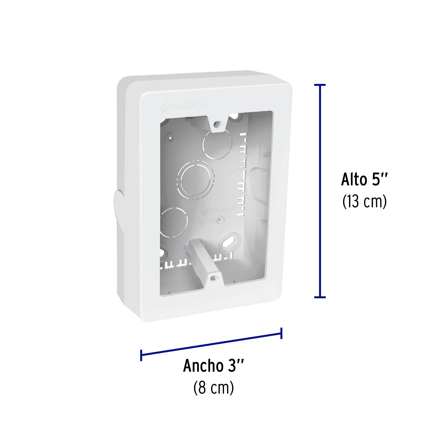 Caja de contactos para canaleta 3' x 5', blanca, Volteck | CRU-3X5 | 40141