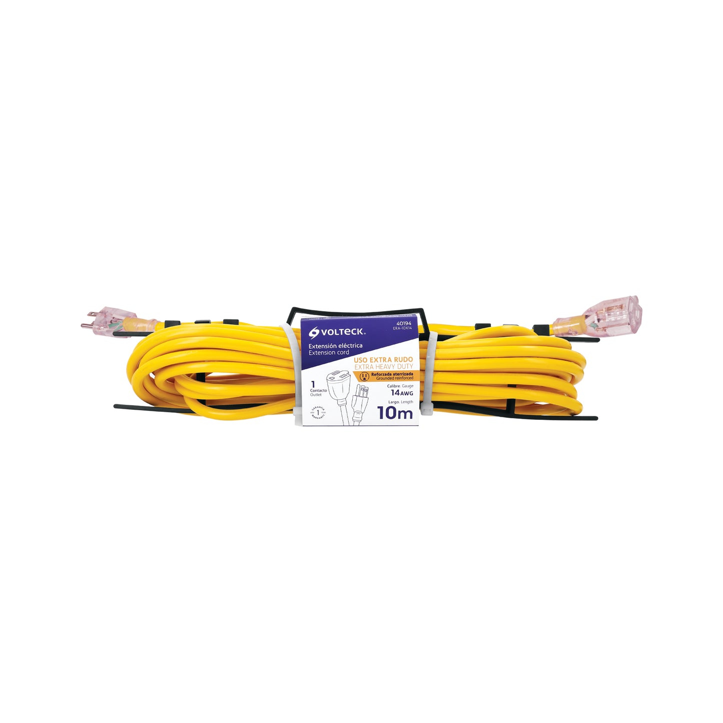 Extensión reforzada aterrizada 10 m calibre 14, Volteck | ERA-10X14 | 40194