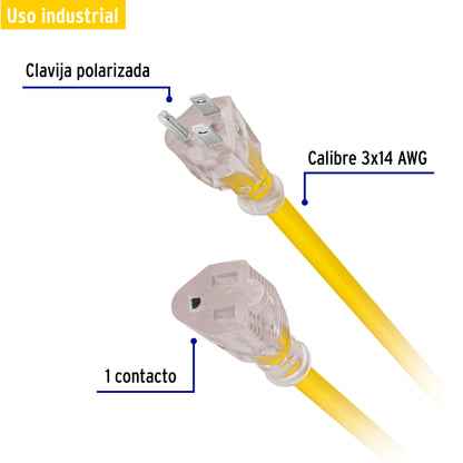 Extensión reforzada aterrizada 20 m calibre 14, Volteck | ERA-20X14 | 40195