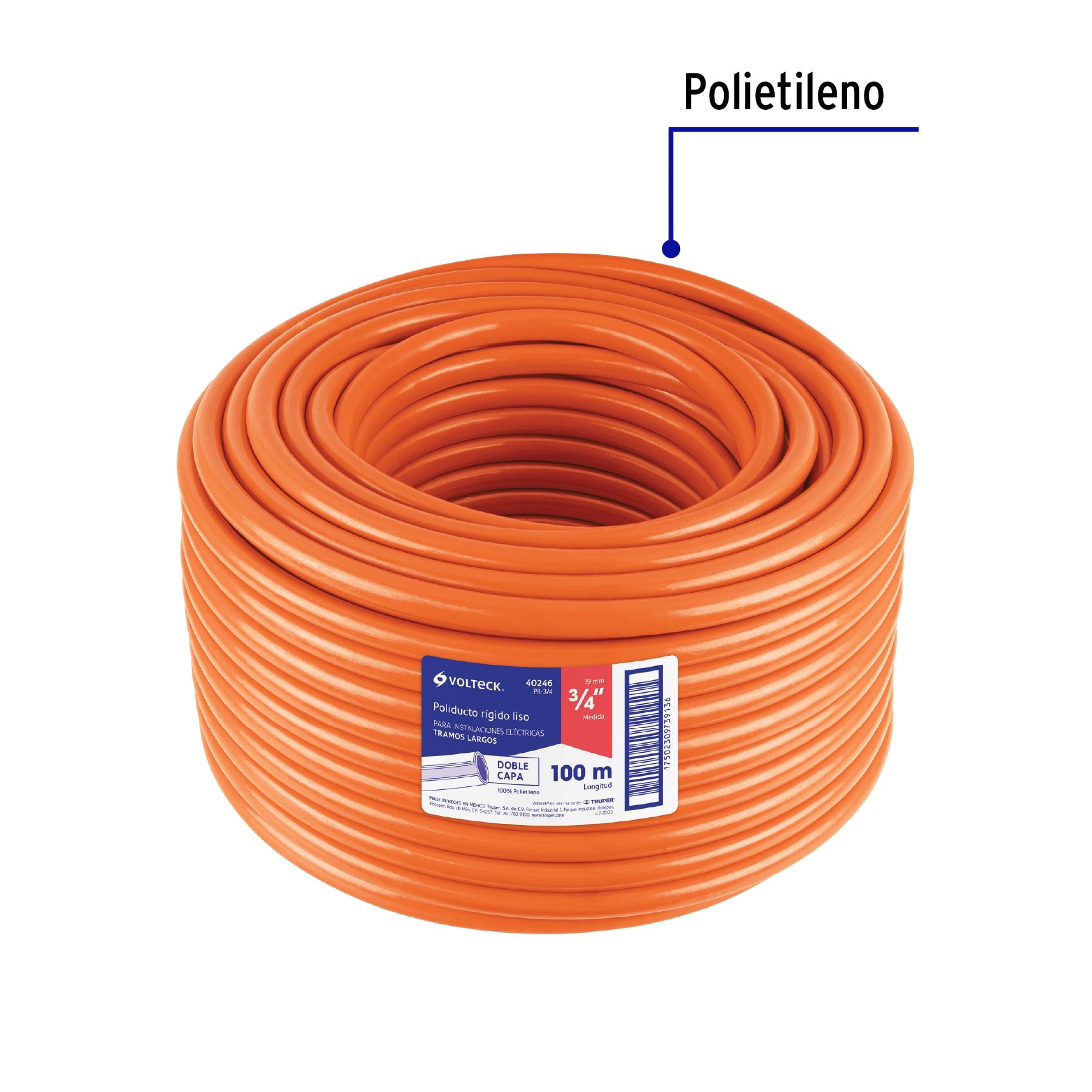 Metro de poliducto 3/4' rígido, rollo con 100 metros | PR-3/4 | 40246
