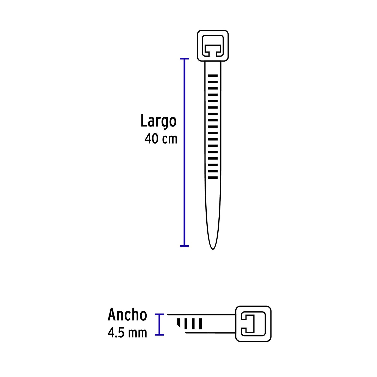 Bolsa con 25 cinchos plásticos 50 lb, 400x4.5 mm, negros | CIN-5040N | 44330