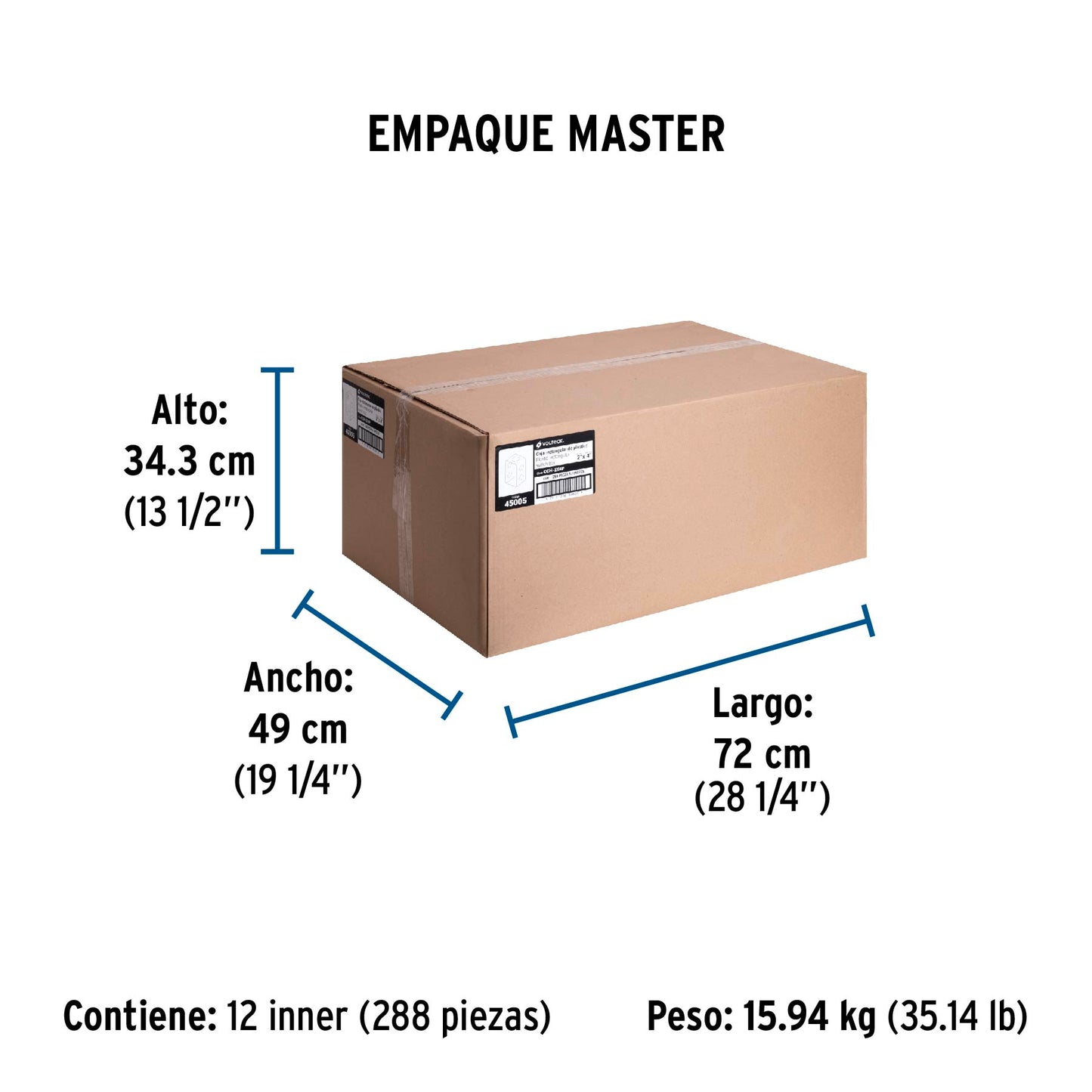 Caja tipo chalupa 2' x 4' plástica, Volteck | CCH-2X4P | 45005
