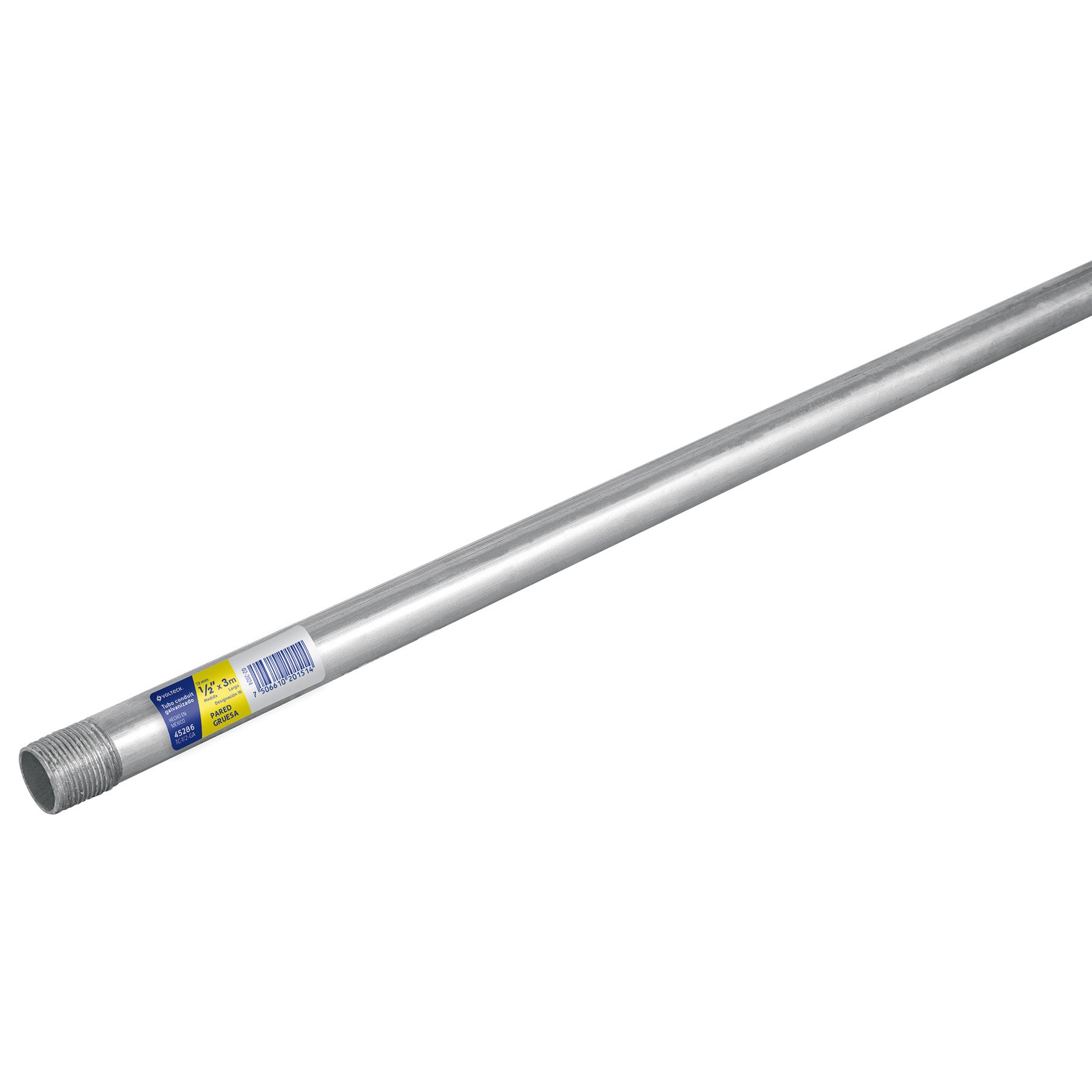 Tubo Conduit 1/2' pared gruesa (1.6 mm), et. amarilla, 3 m | TC-1/2-GA | 45286