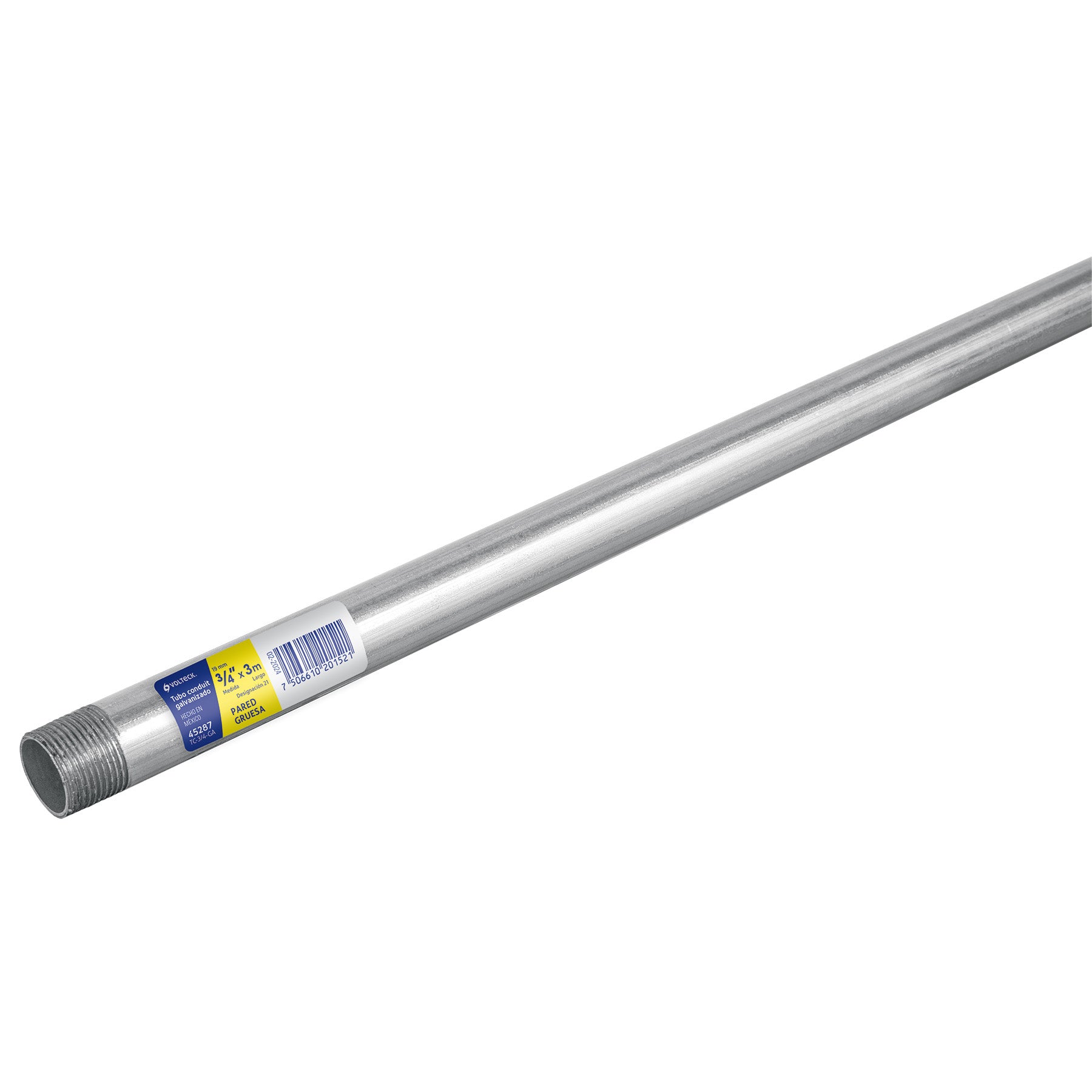 Tubo Conduit 3/4' pared gruesa (1.6 mm), et. amarilla, 3 m | TC-3/4-GA | 45287