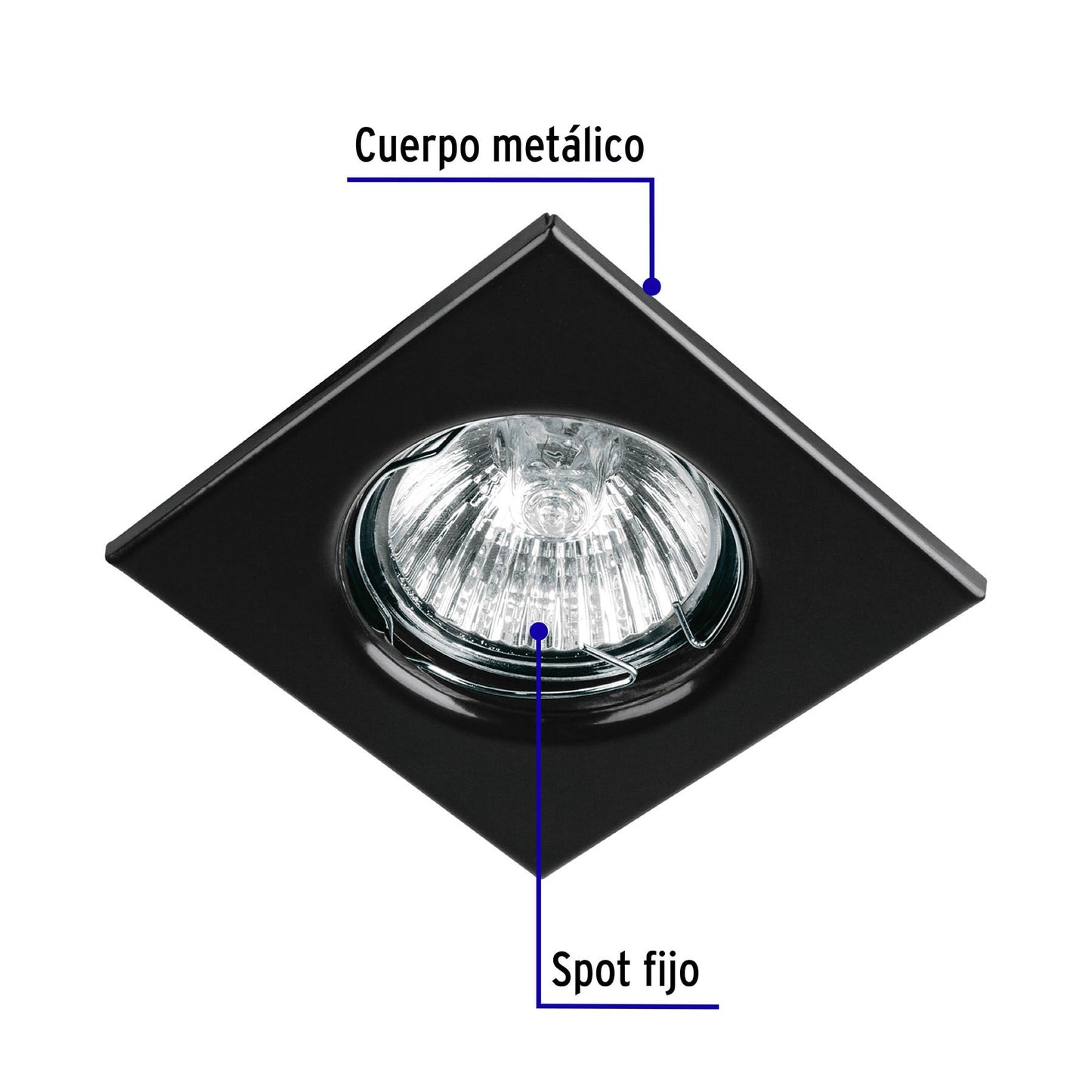 Luminario cuadrado negro spot fijo, lámpara no incluida | EMP-111S | 45567