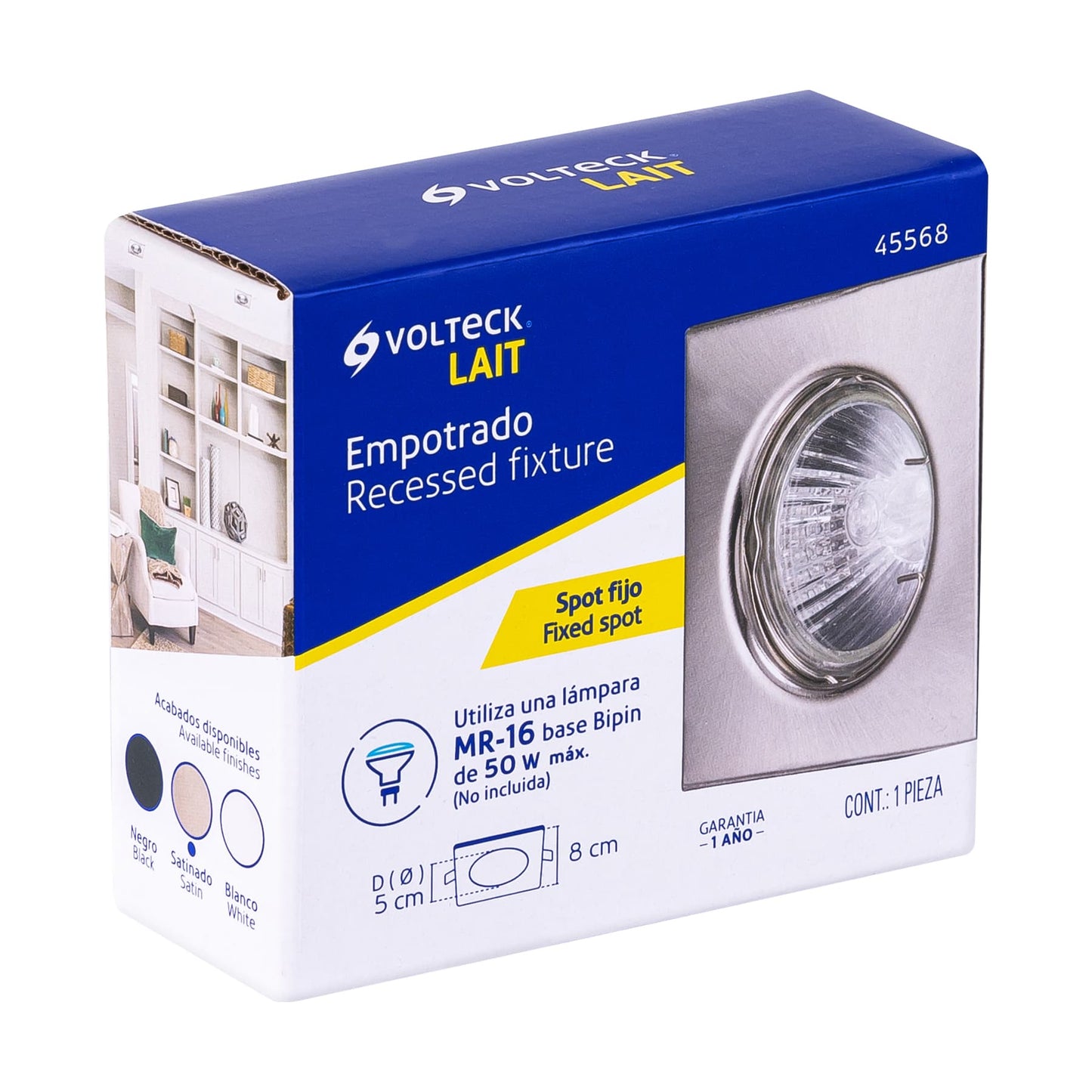 Luminario cuadrado satín spot fijo, lámpara no incluida | EMP-112S | 45568