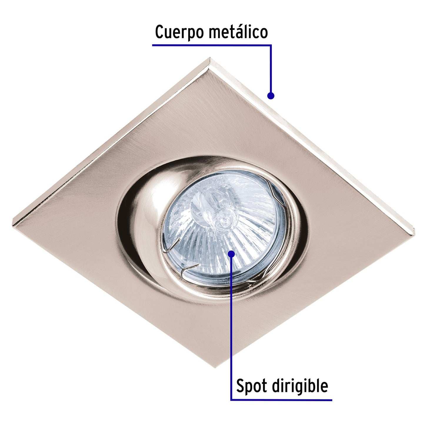 Luminario cuadrado satín spot esférico, lámpara no incluida | EMP-118S | 45571
