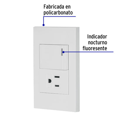 Placa armada 1 interruptor,1contacto,1.5mod,Española, blanco | PA-APCO15-EB | 45591