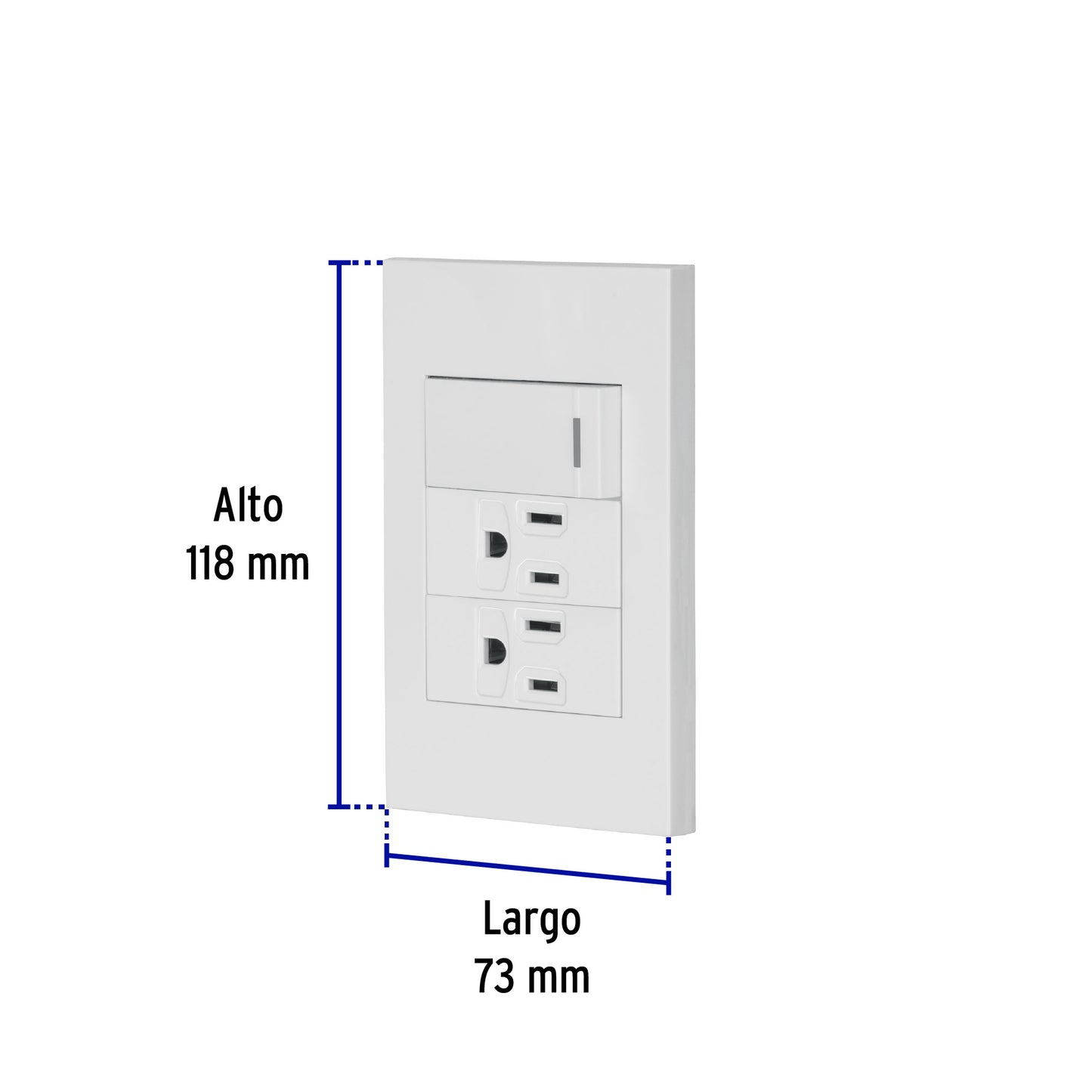Placa armada 1 interruptor, 2 contactos,1mod,Española,blanco | PA-APCO-E3B | 45594
