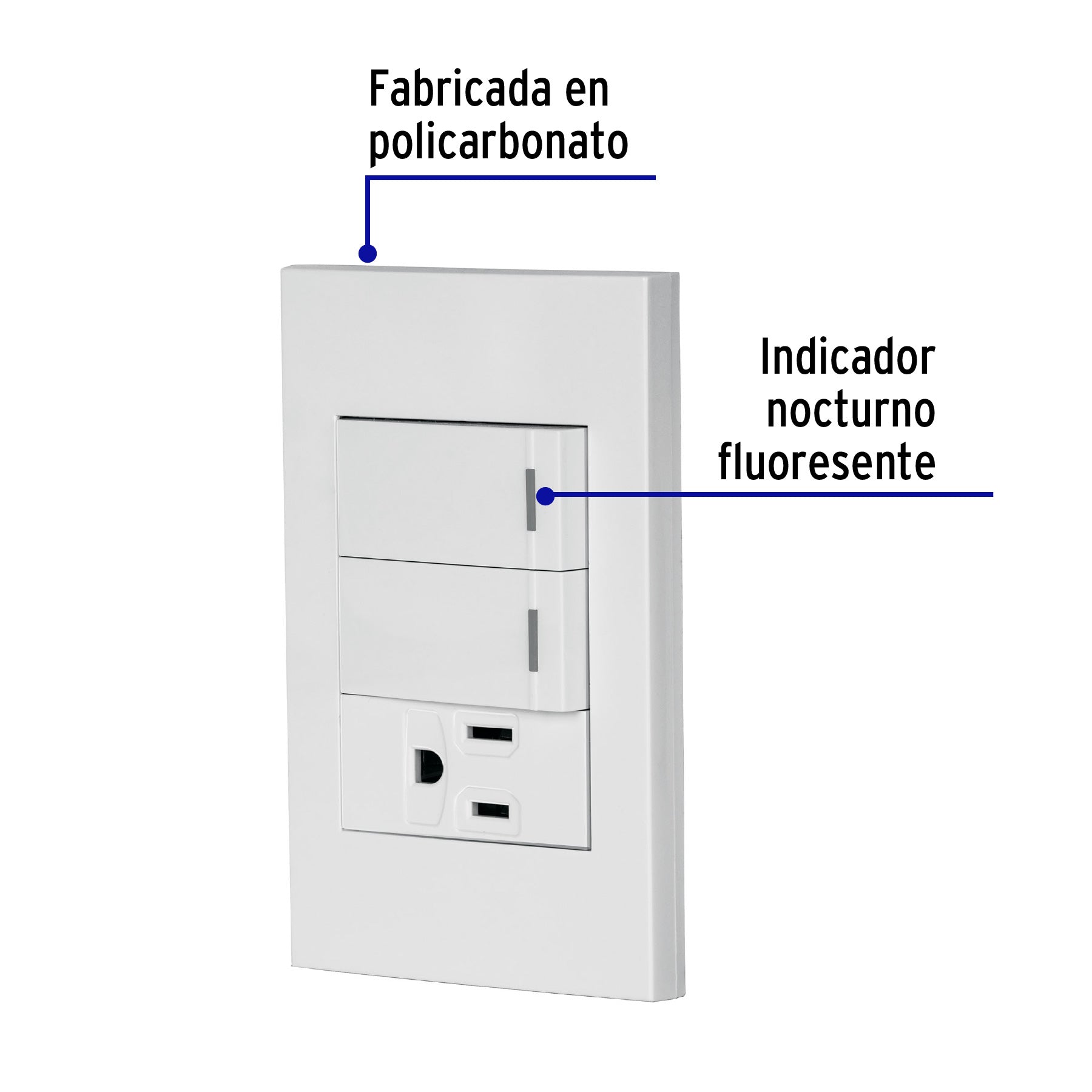 Placa armada 2 interruptores,1 contacto,1mod,Española,blanco | PA-APCO-E2B | 45597