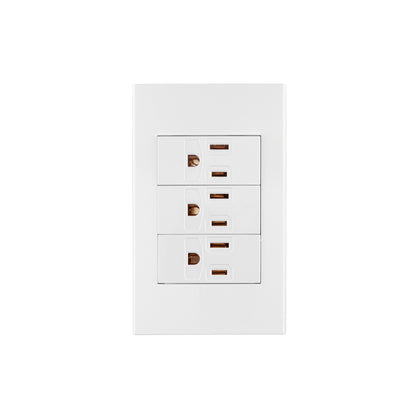 Placa armada 3 contactos, 1 módulo, Española, blanco | PA-COTR-EB | 45598